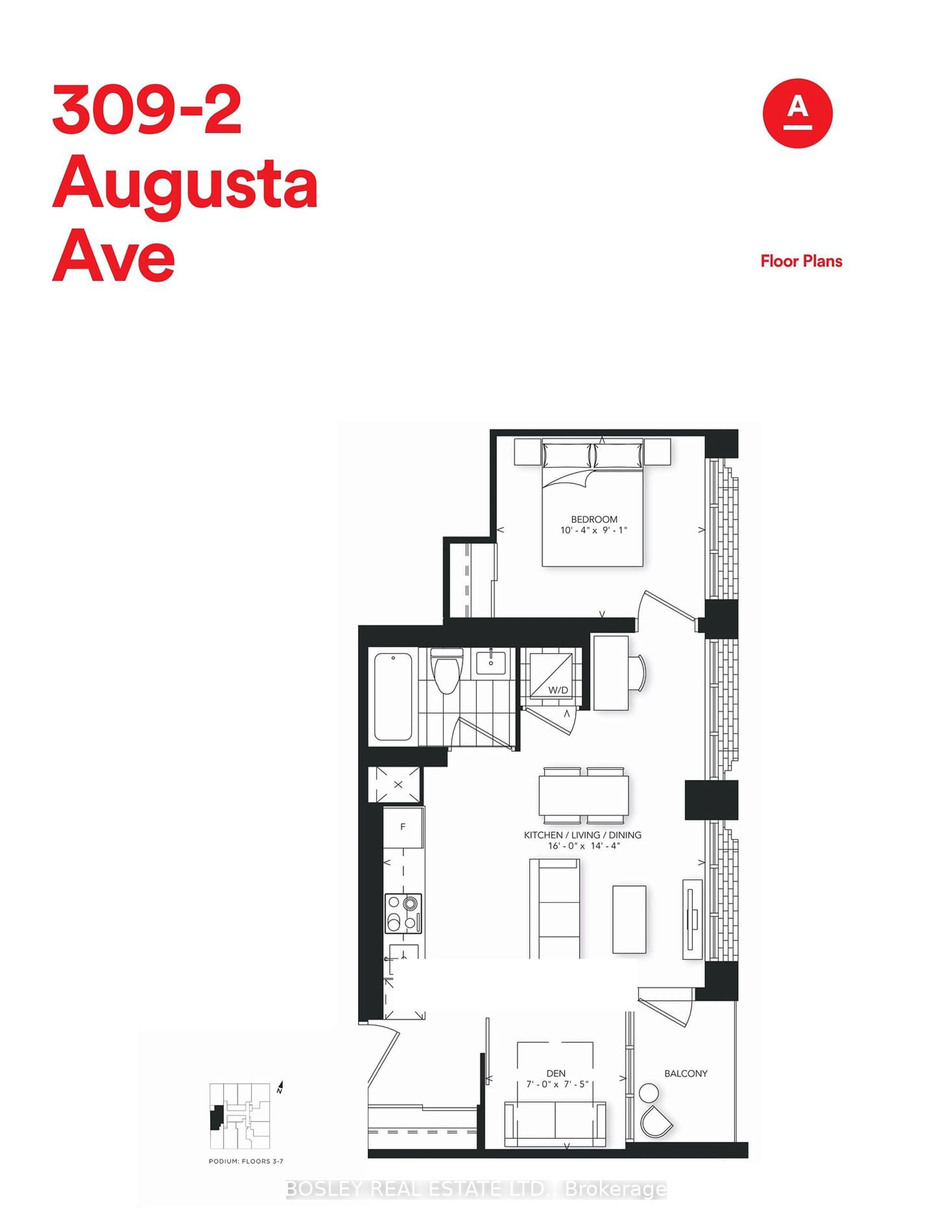 Floor plan for 2 Augusta Ave #309, Toronto Ontario M5V 0T3