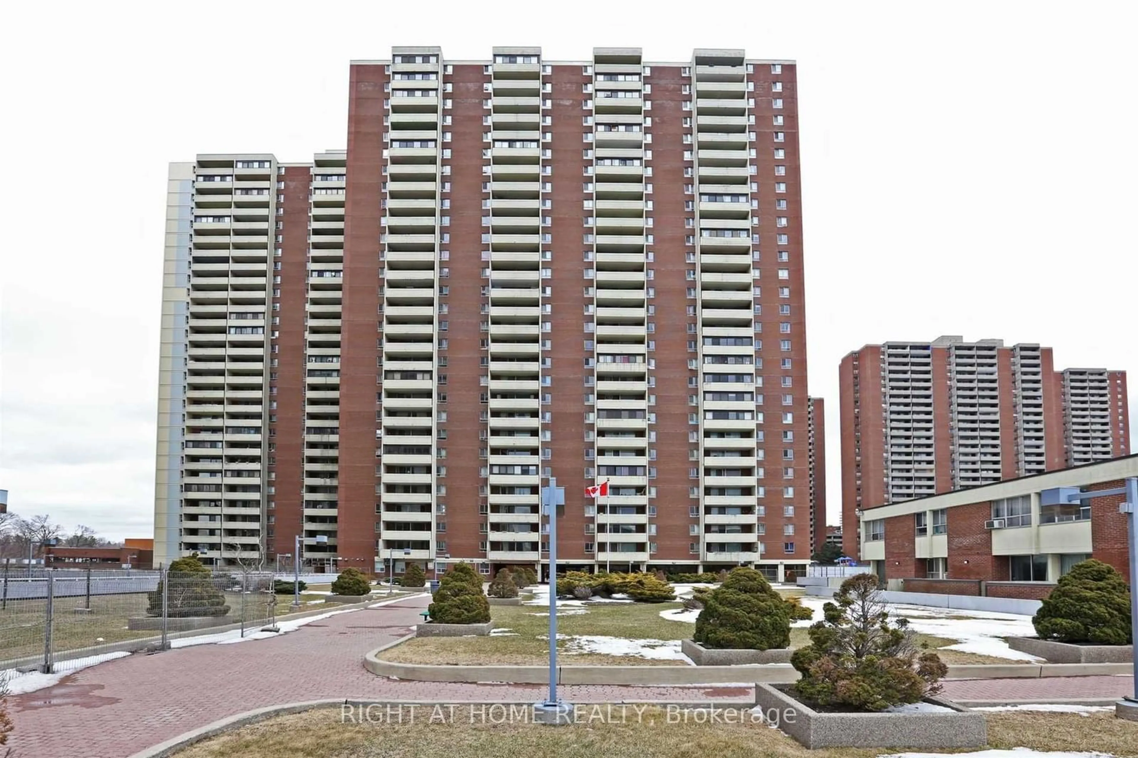 A pic from exterior of the house or condo, the street view for 5 Massey Sq #1504, Toronto Ontario M4C 5L6