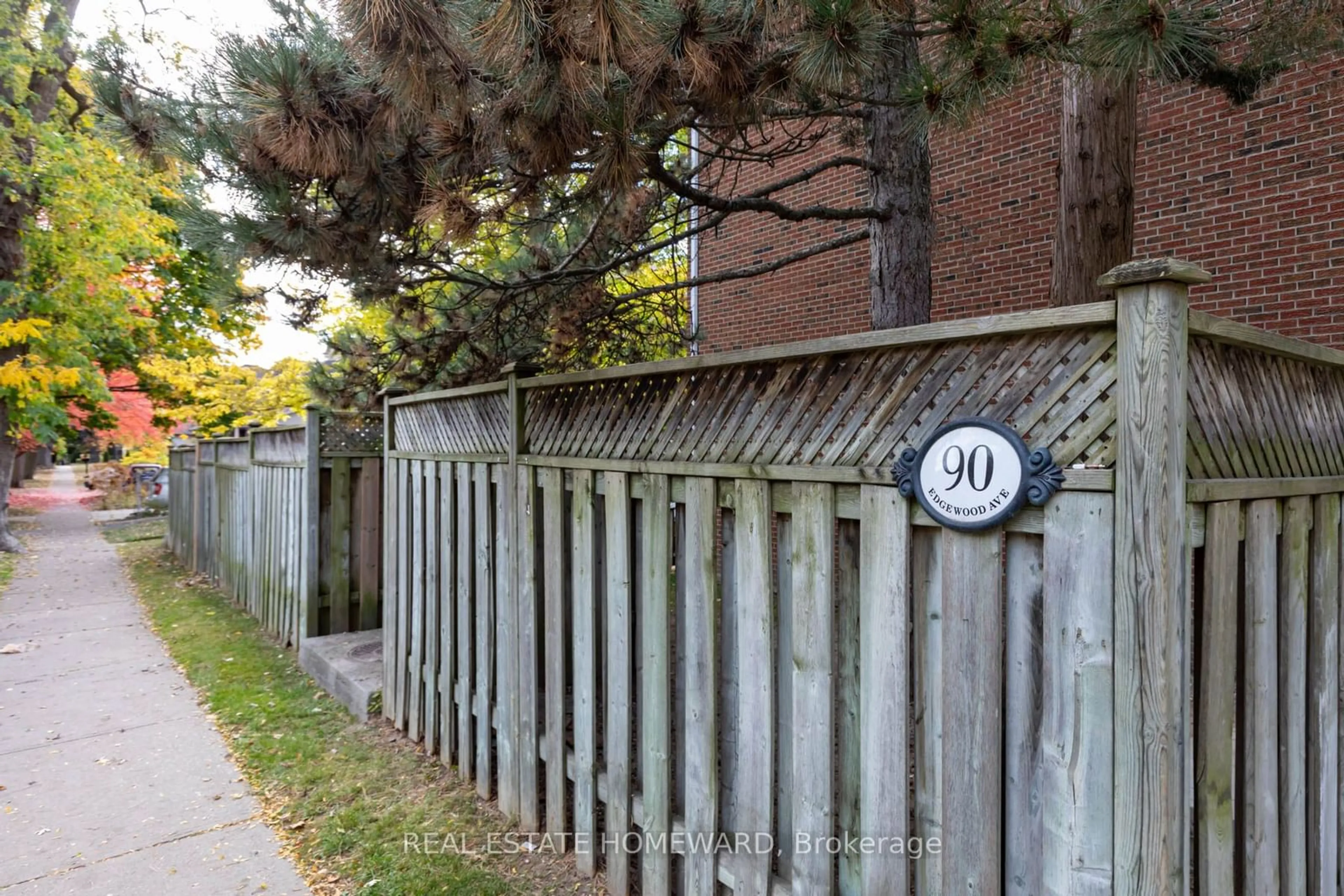 Patio, the fenced backyard for 90 Edgewood Ave #118, Toronto Ontario M4L 3H1