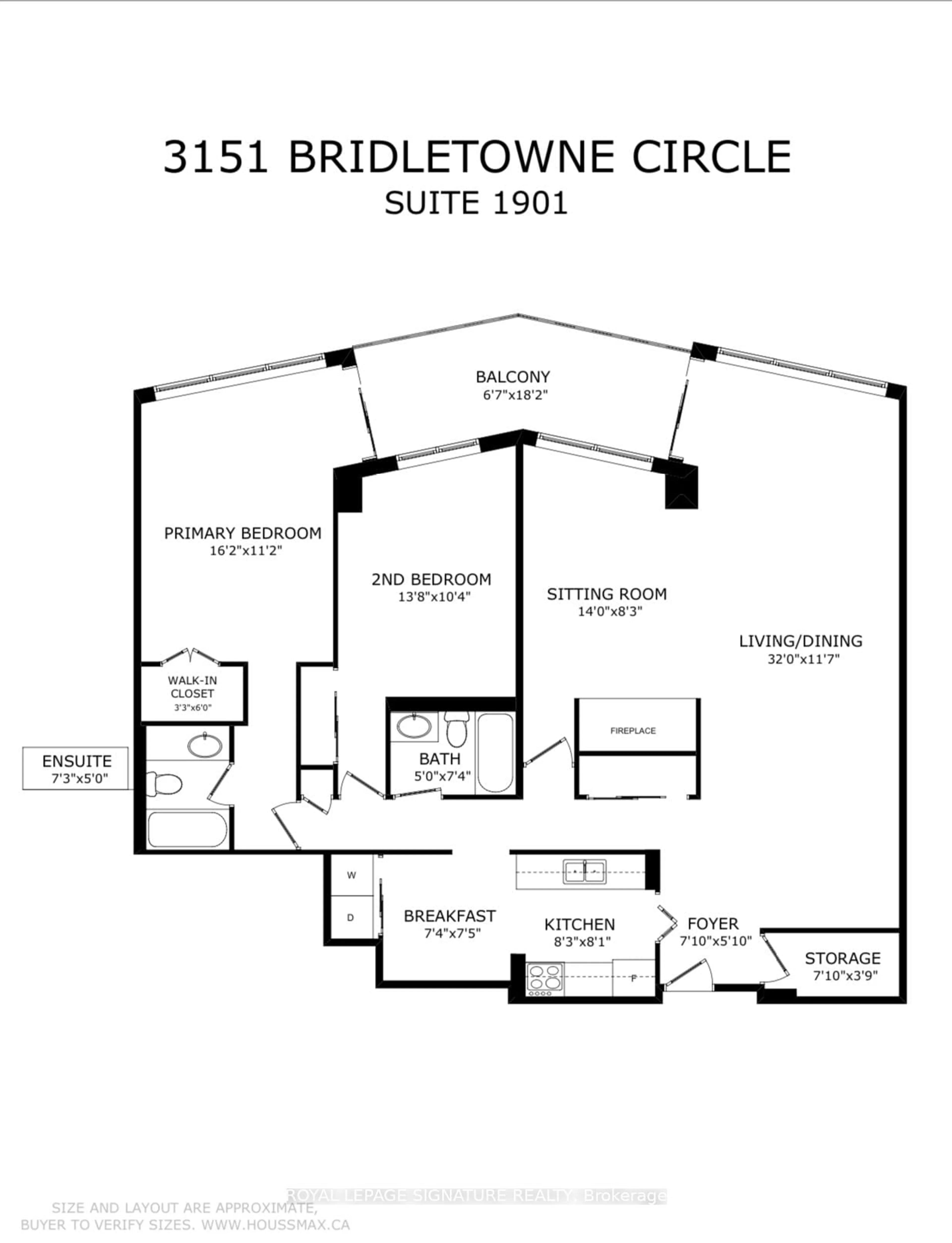 Floor plan for 3151 Bridletowne Circ #1901, Toronto Ontario M1W 2T1