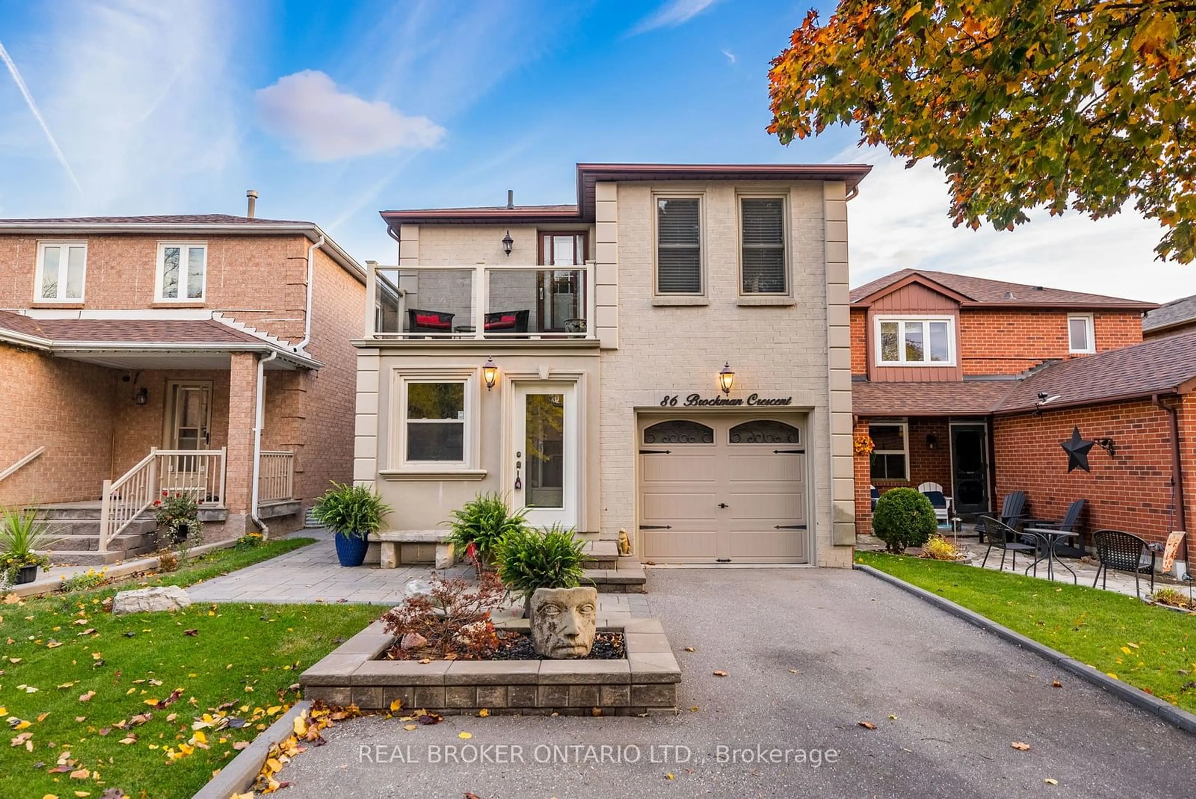 Frontside or backside of a home, the fenced backyard for 86 Brockman Cres, Ajax Ontario L1T 2L7