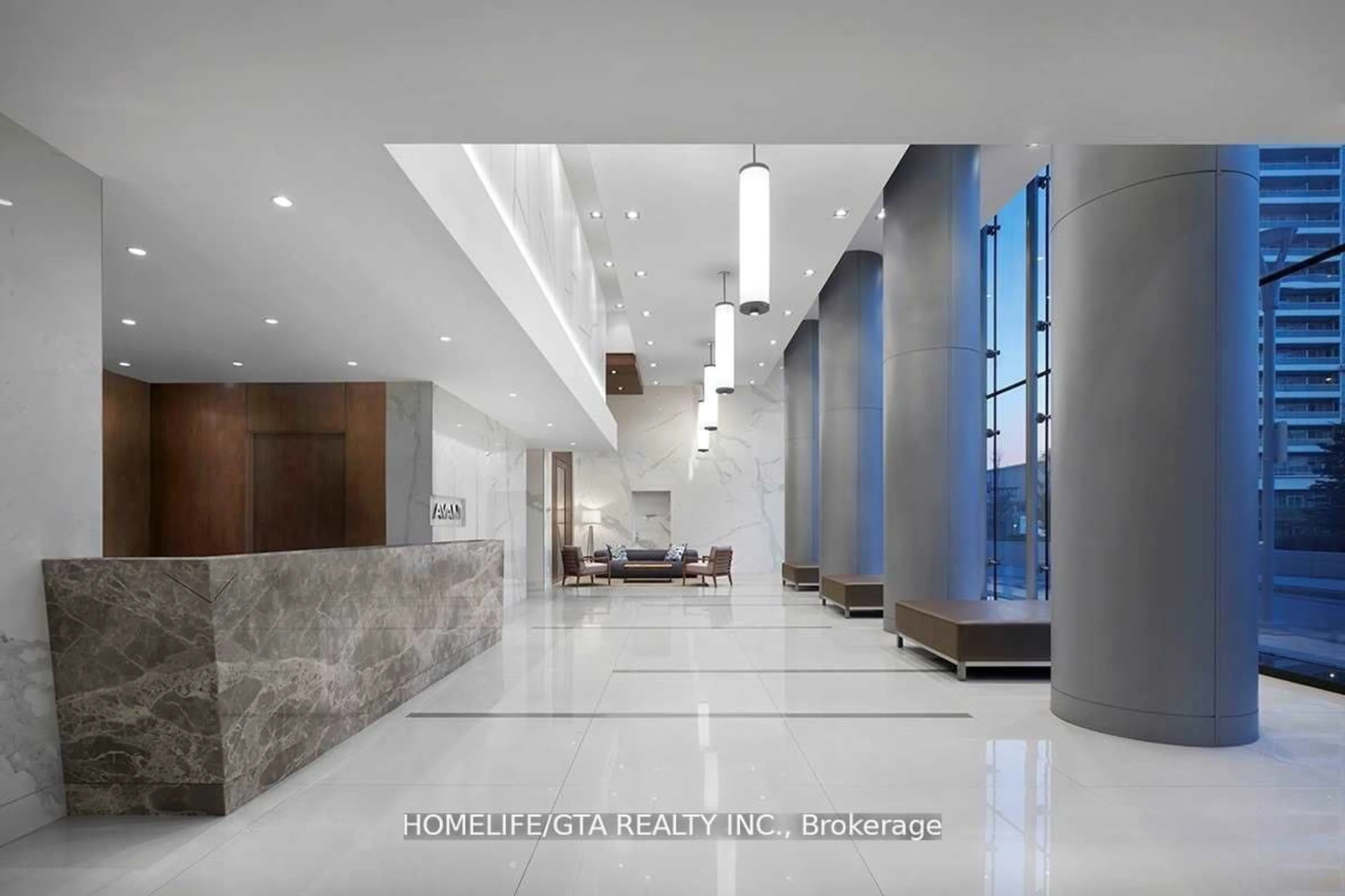 Indoor lobby, ceramic floors for 275 Village Green Sq #217, Toronto Ontario M1S 0L8