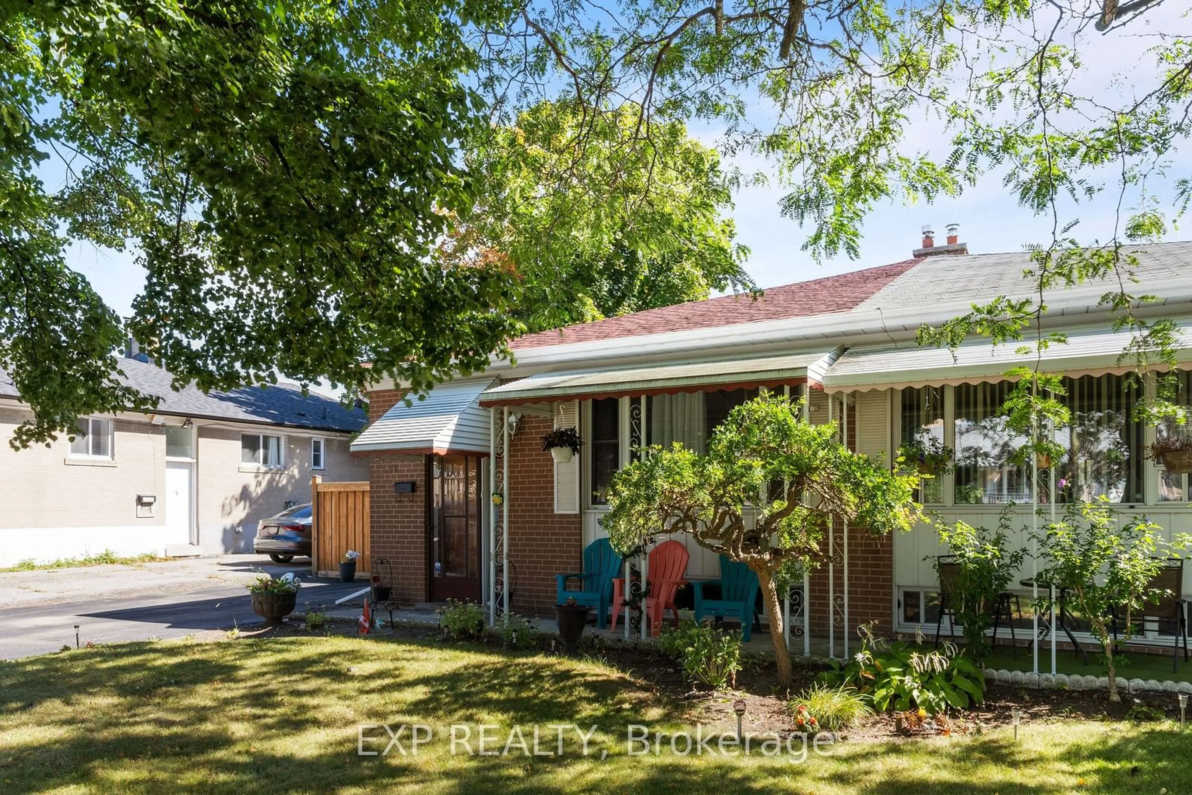 Frontside or backside of a home, the fenced backyard for 52 Burcher Rd, Ajax Ontario L1S 2R1