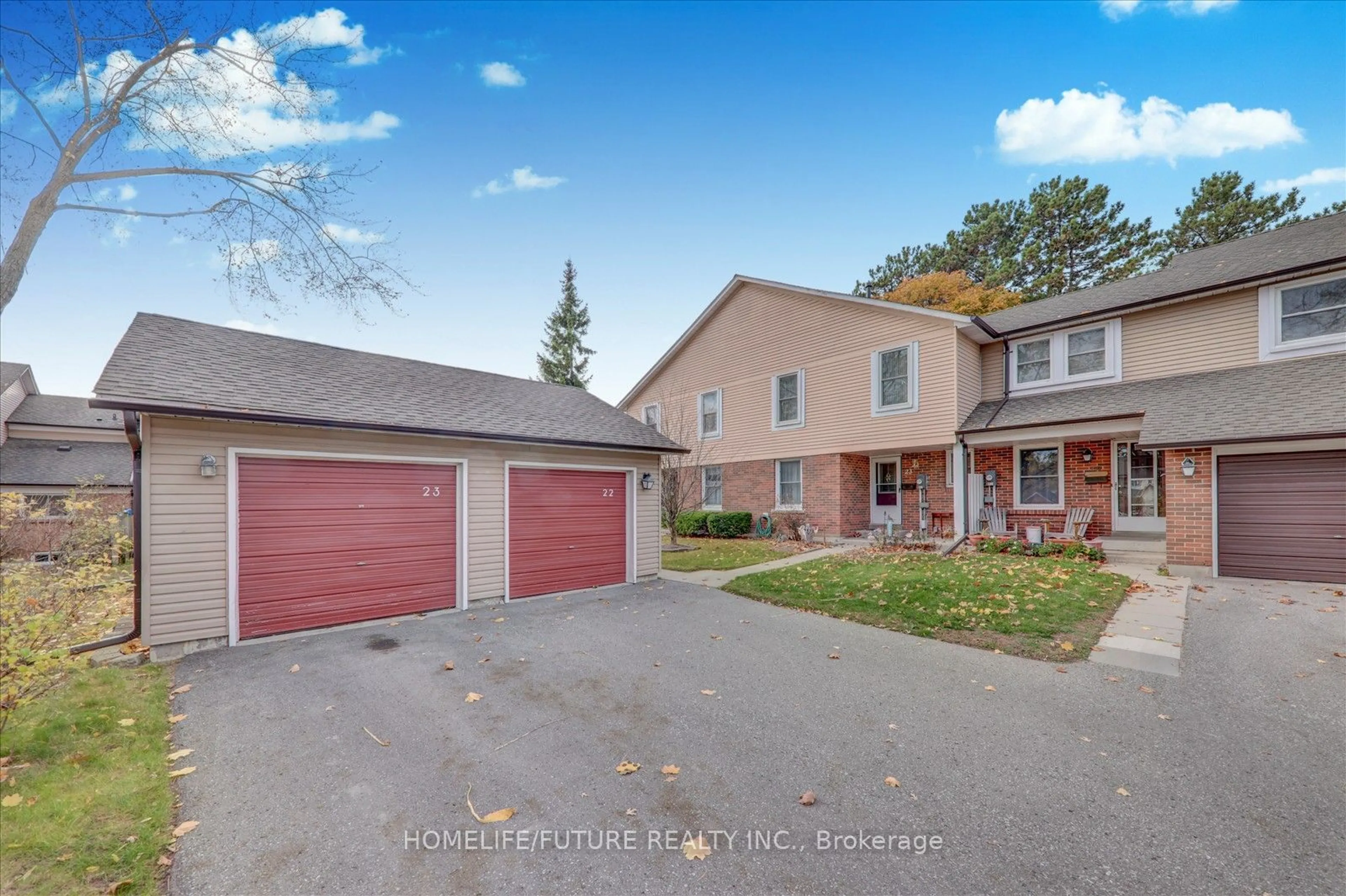 A pic from exterior of the house or condo, the street view for 1055 Central Park Blvd #23, Oshawa Ontario L1G 7M4