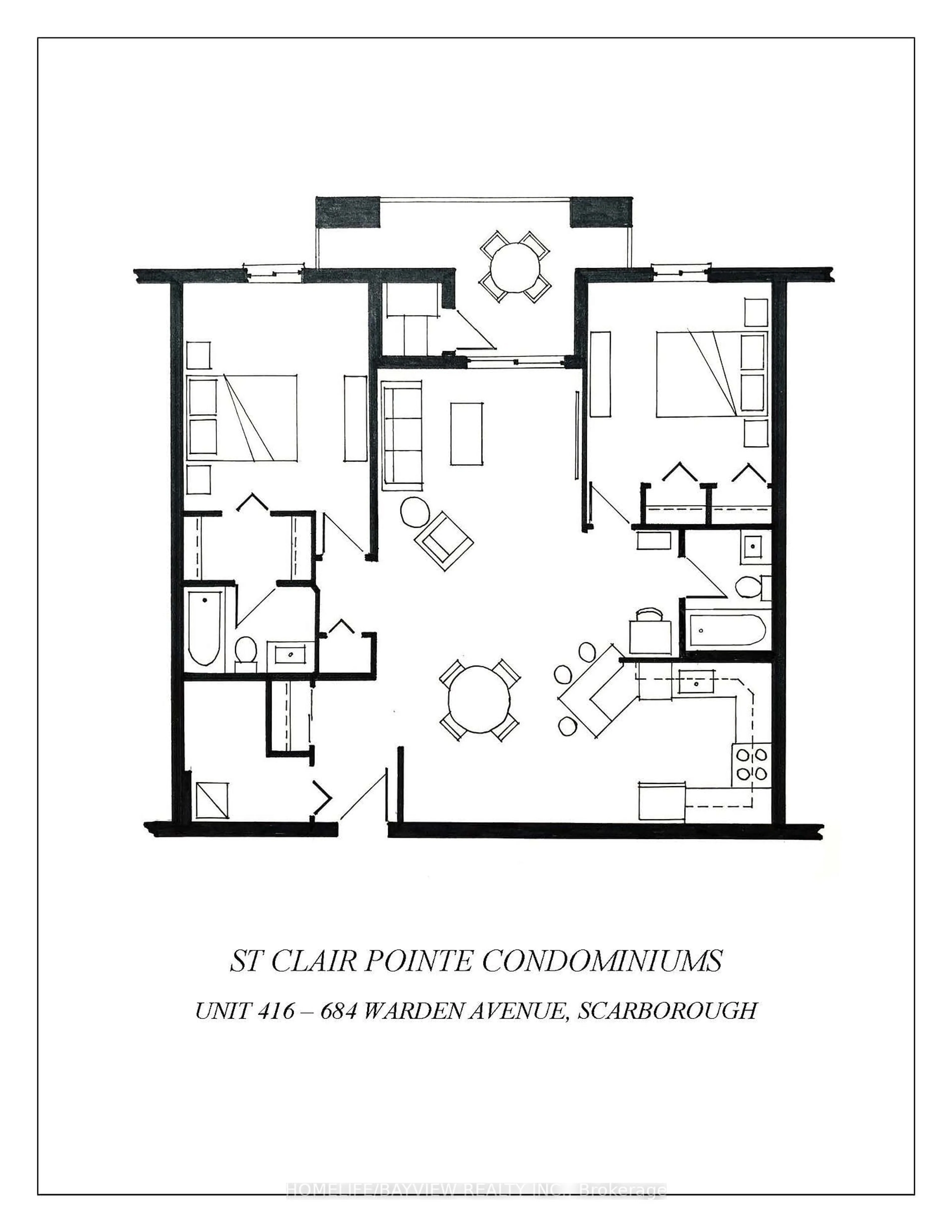 Floor plan for 684 Warden Ave #416, Toronto Ontario M1L 4W4