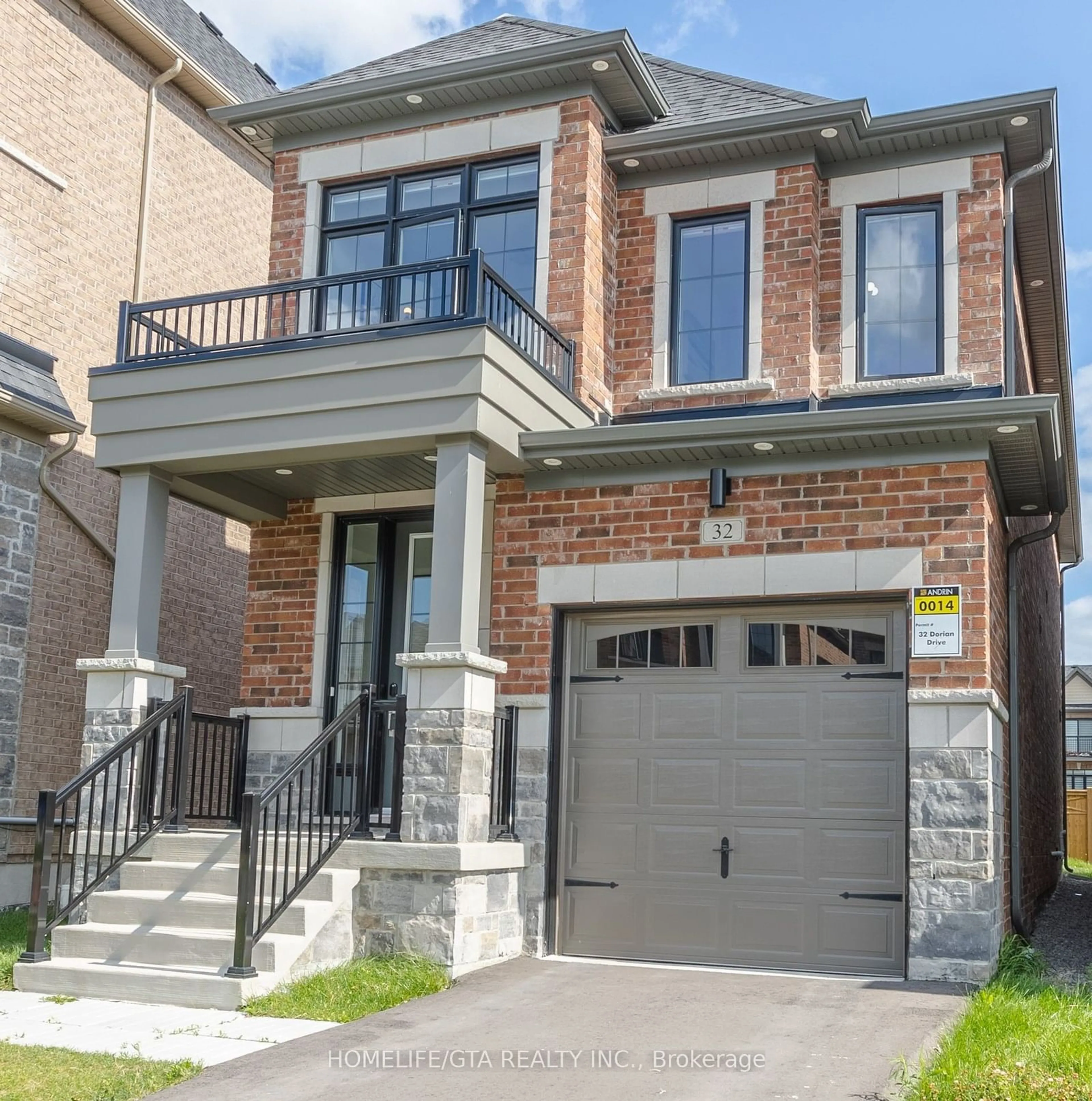 Home with brick exterior material for 32 Dorian Dr, Whitby Ontario L1P 0B8