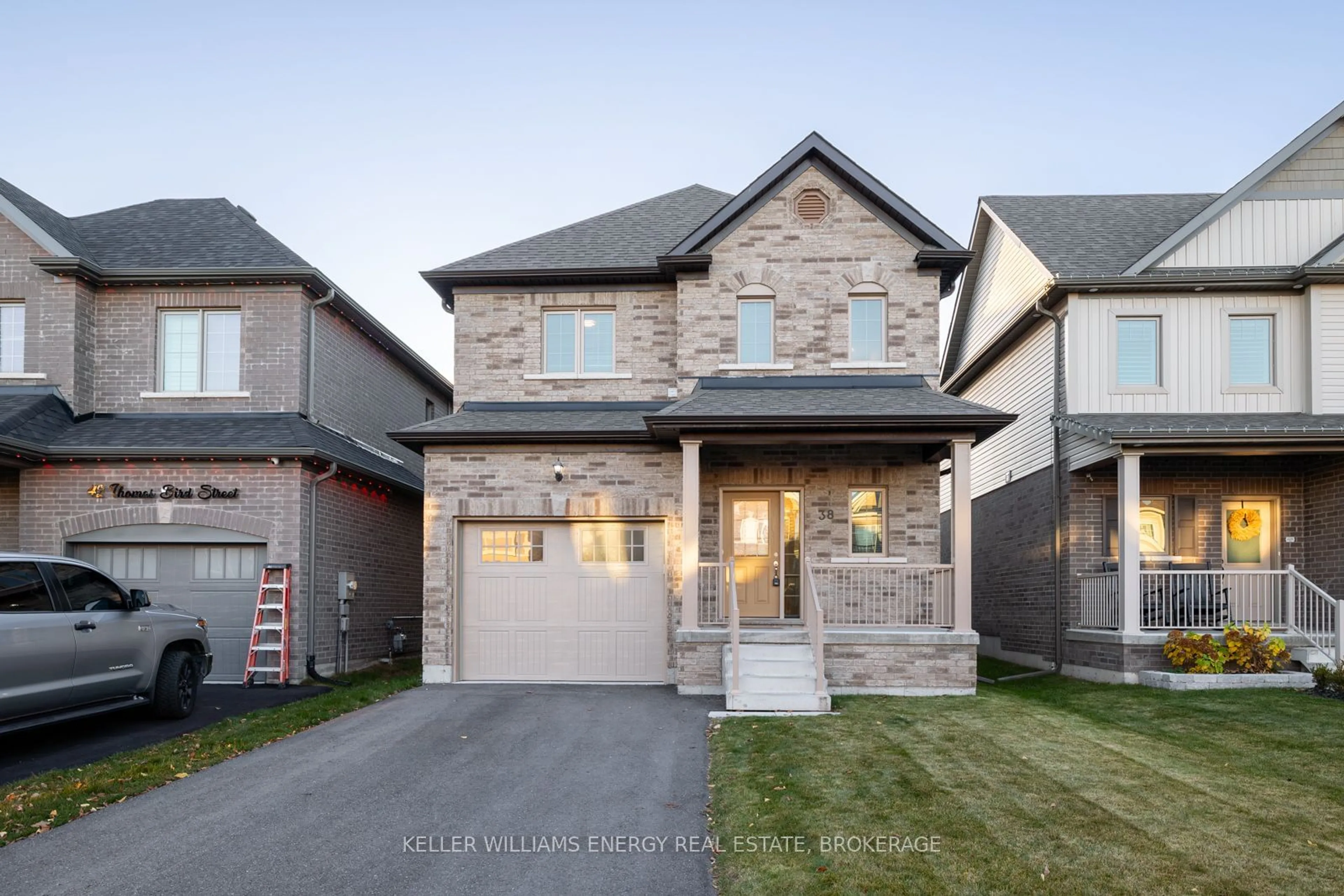 Frontside or backside of a home, the street view for 38 Thomas Bird St, Clarington Ontario L1C 7C9