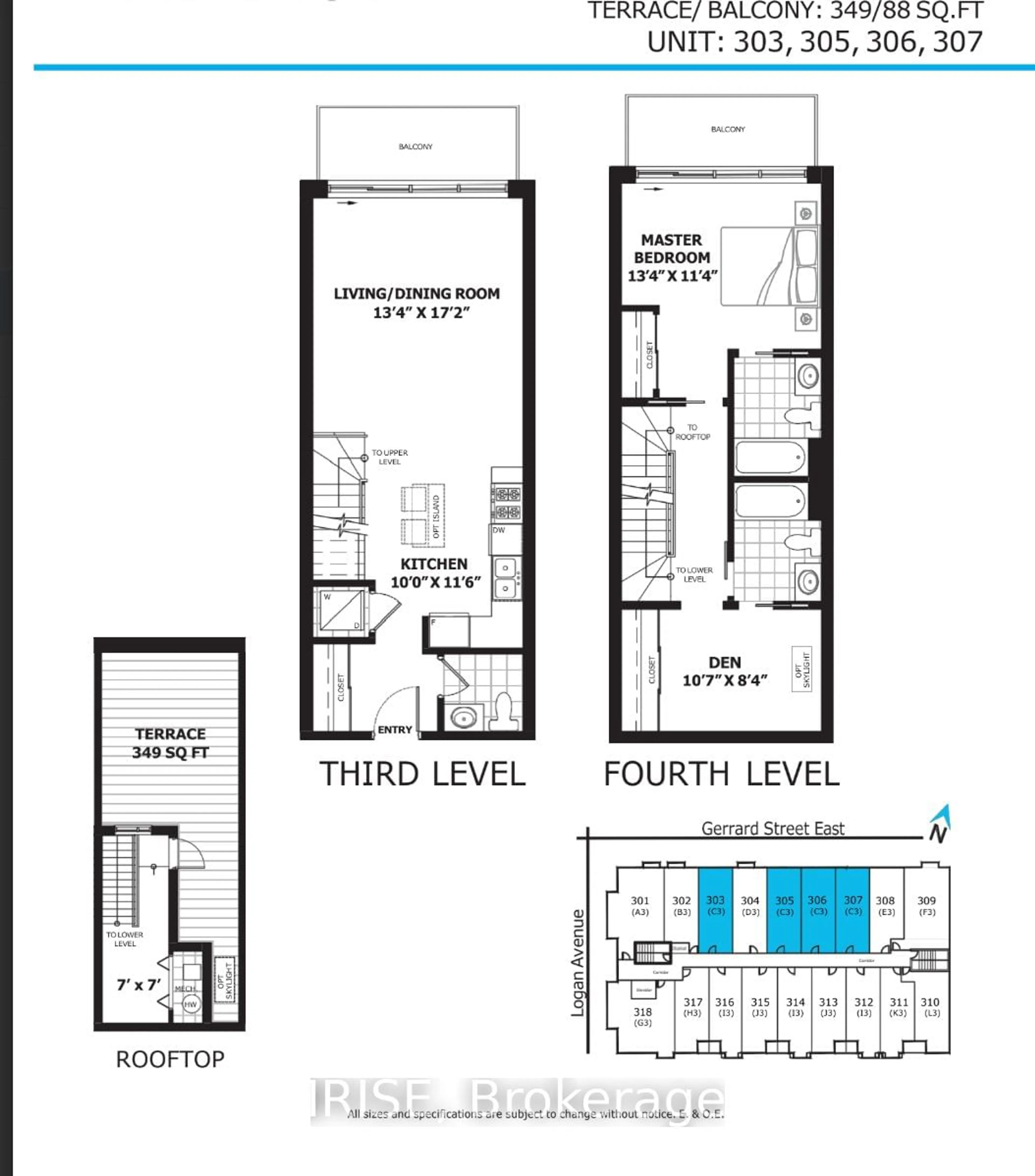 Floor plan for 485 Logan Ave #303, Toronto Ontario M4M 2P5