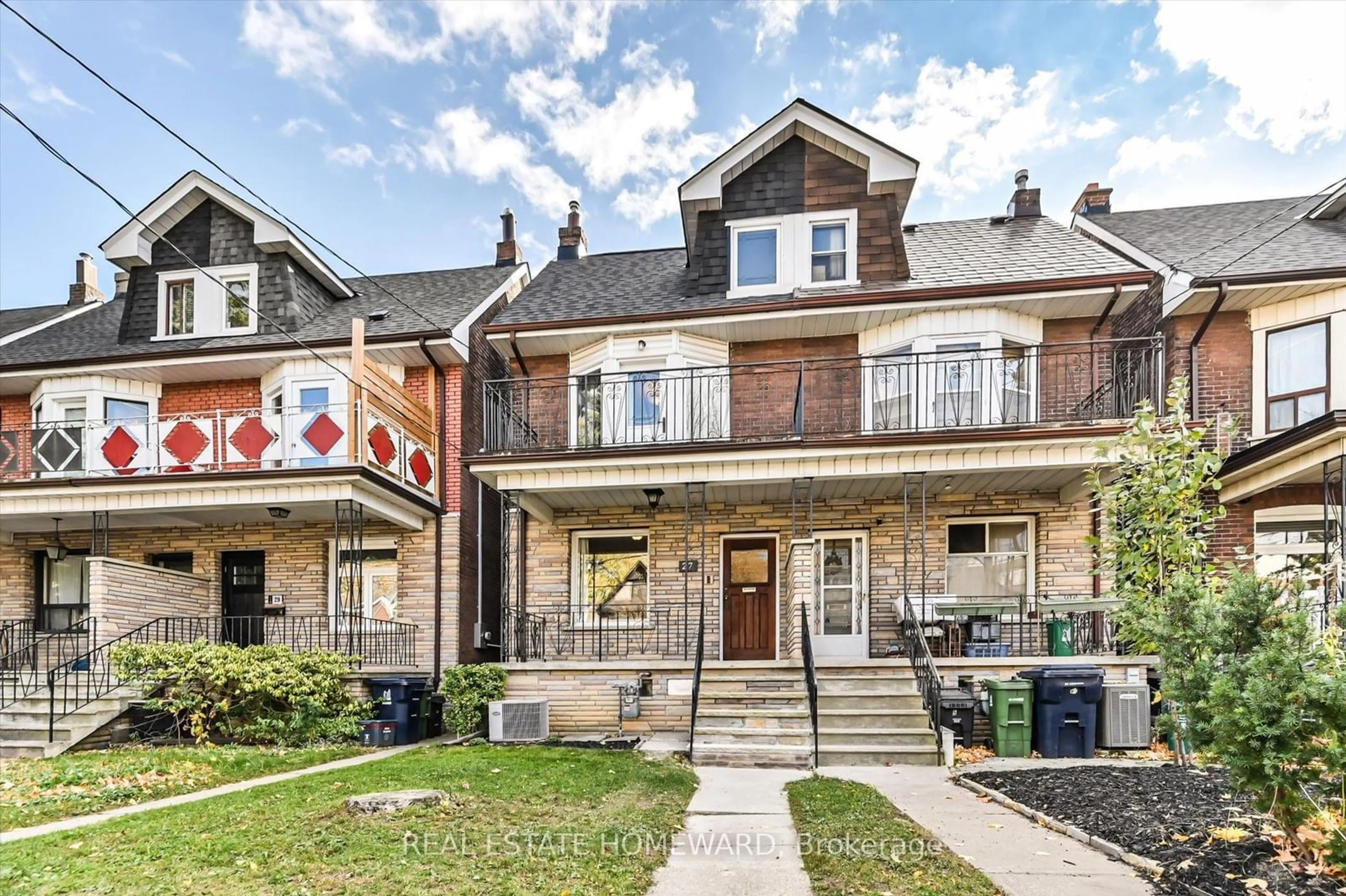 Home with brick exterior material for 27 Strathmore Blvd, Toronto Ontario M4J 1P1