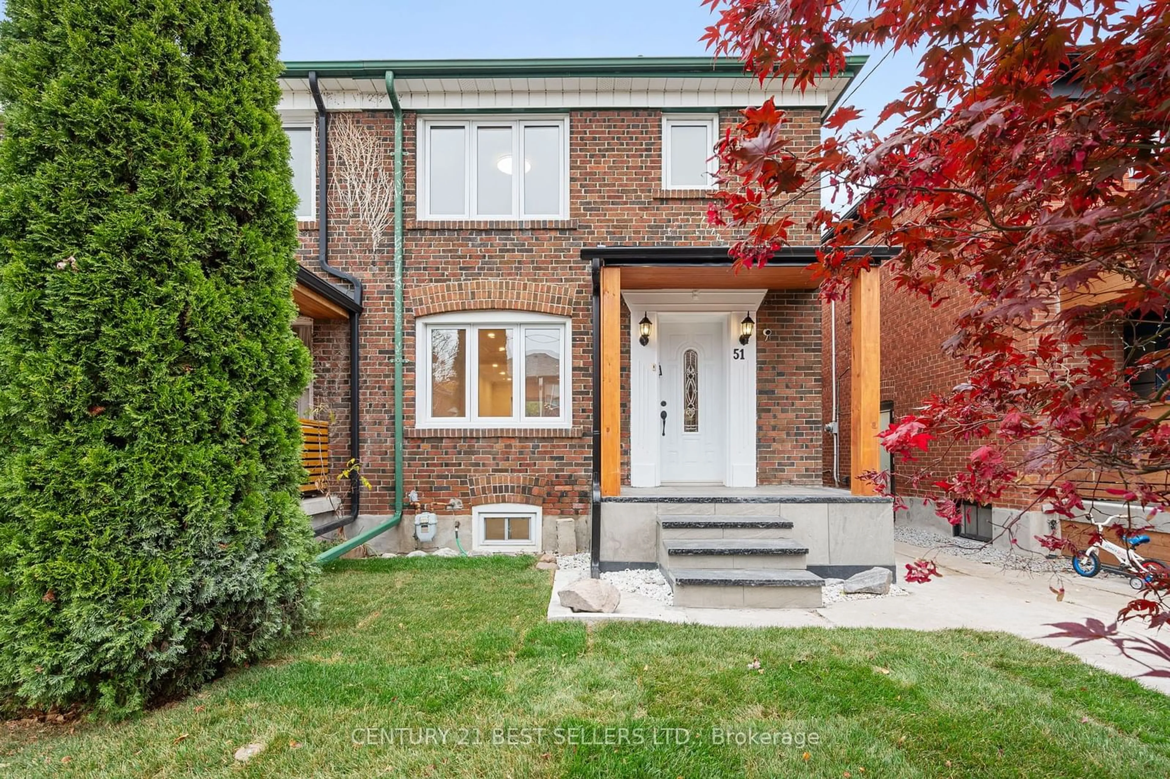 Home with brick exterior material for 51 Hertle Ave, Toronto Ontario M4L 2T3