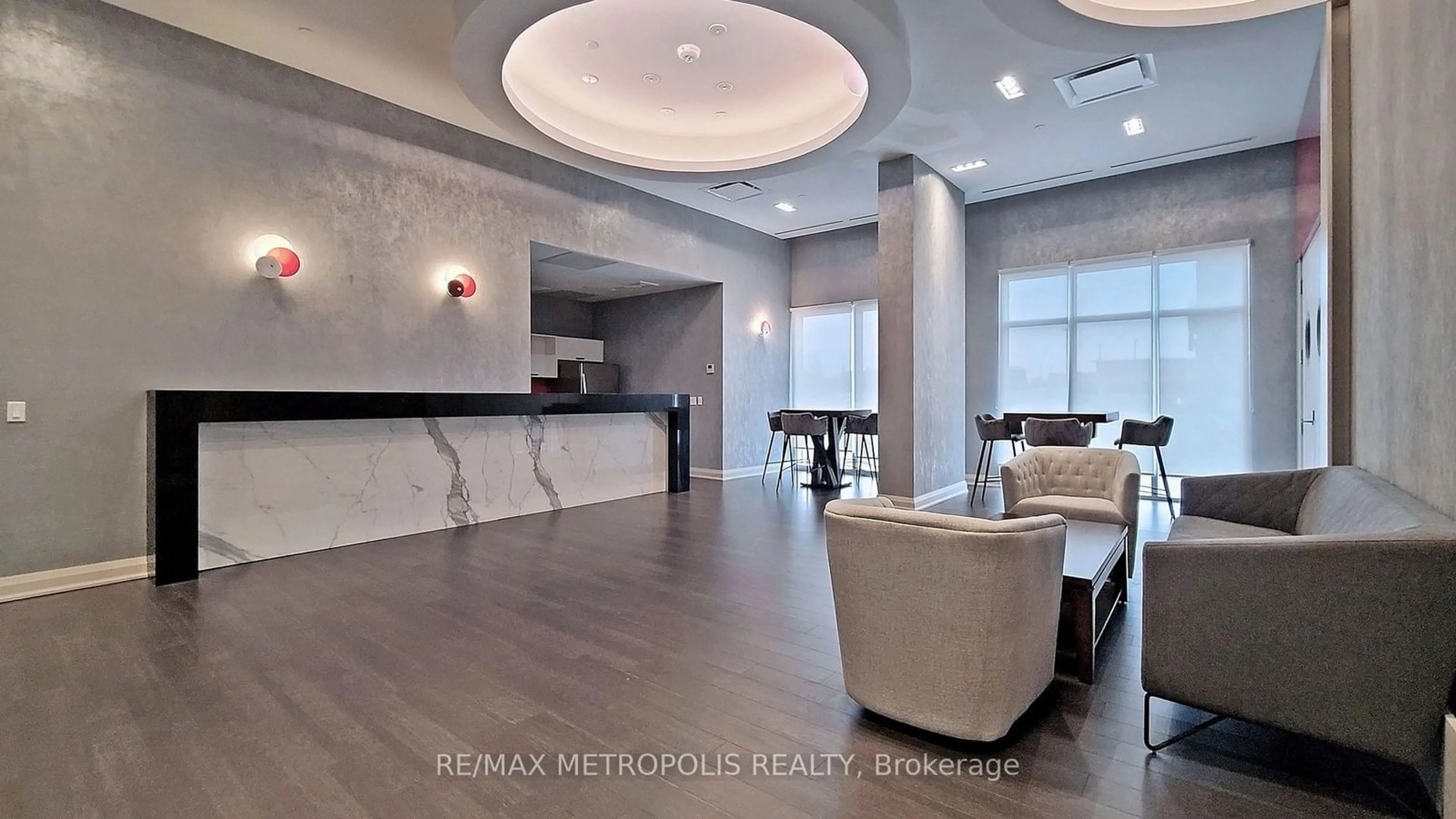 Indoor lobby, wood floors for 30 Meadowglen Pl #2405, Toronto Ontario M1G 0A6