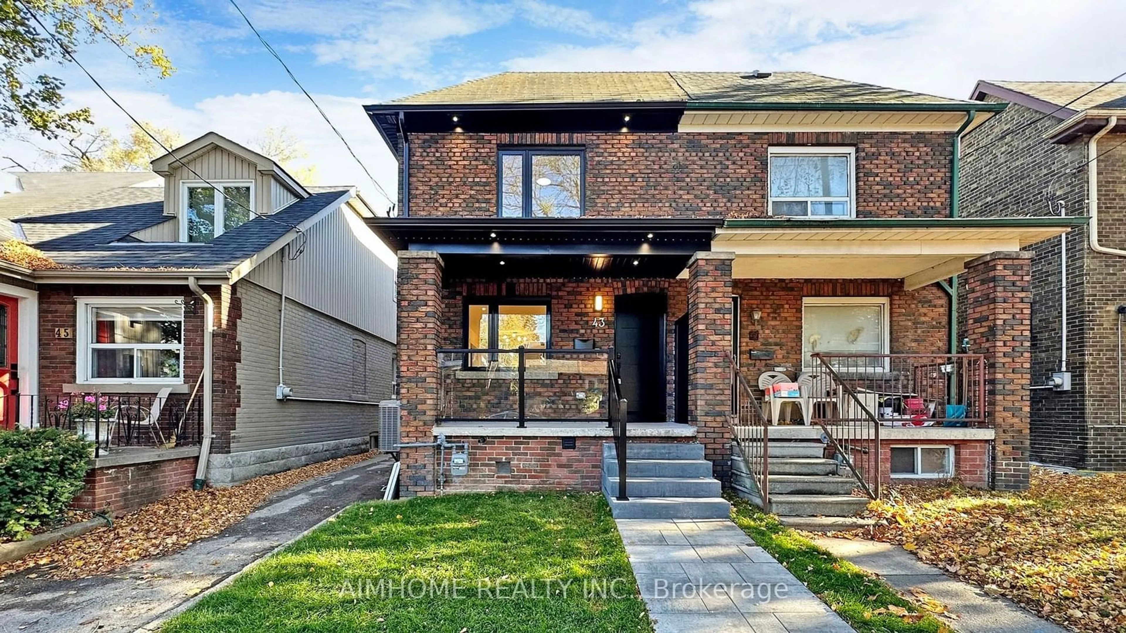 Home with brick exterior material for 43 Highfield Rd, Toronto Ontario M4L 2T9