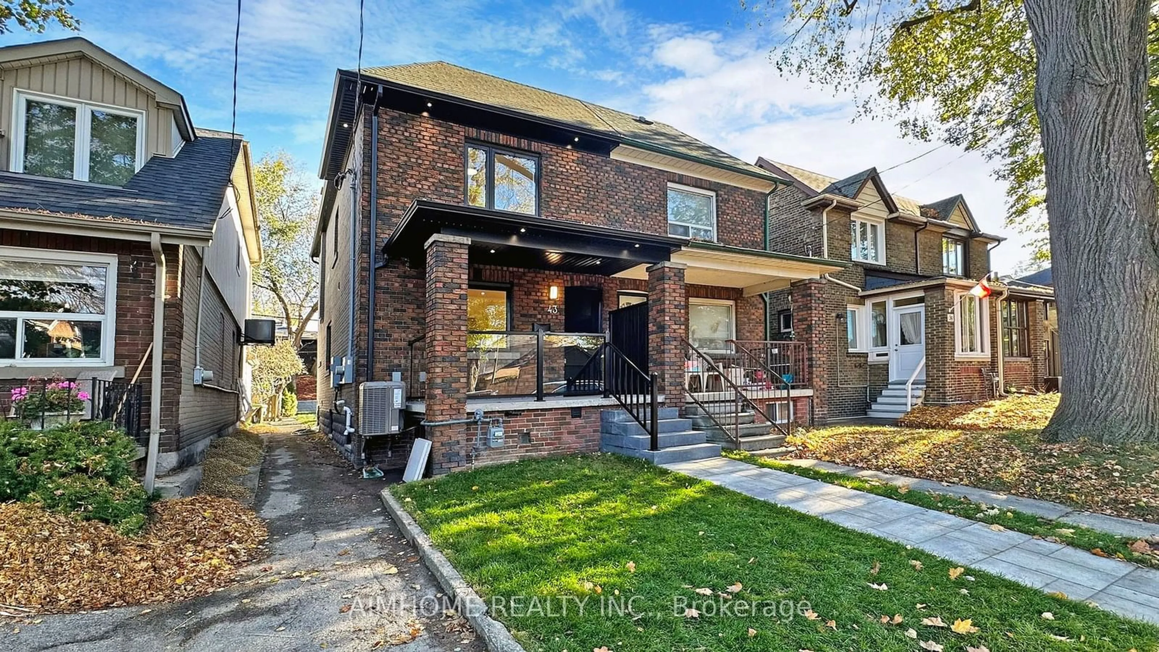 Home with brick exterior material for 43 Highfield Rd, Toronto Ontario M4L 2T9