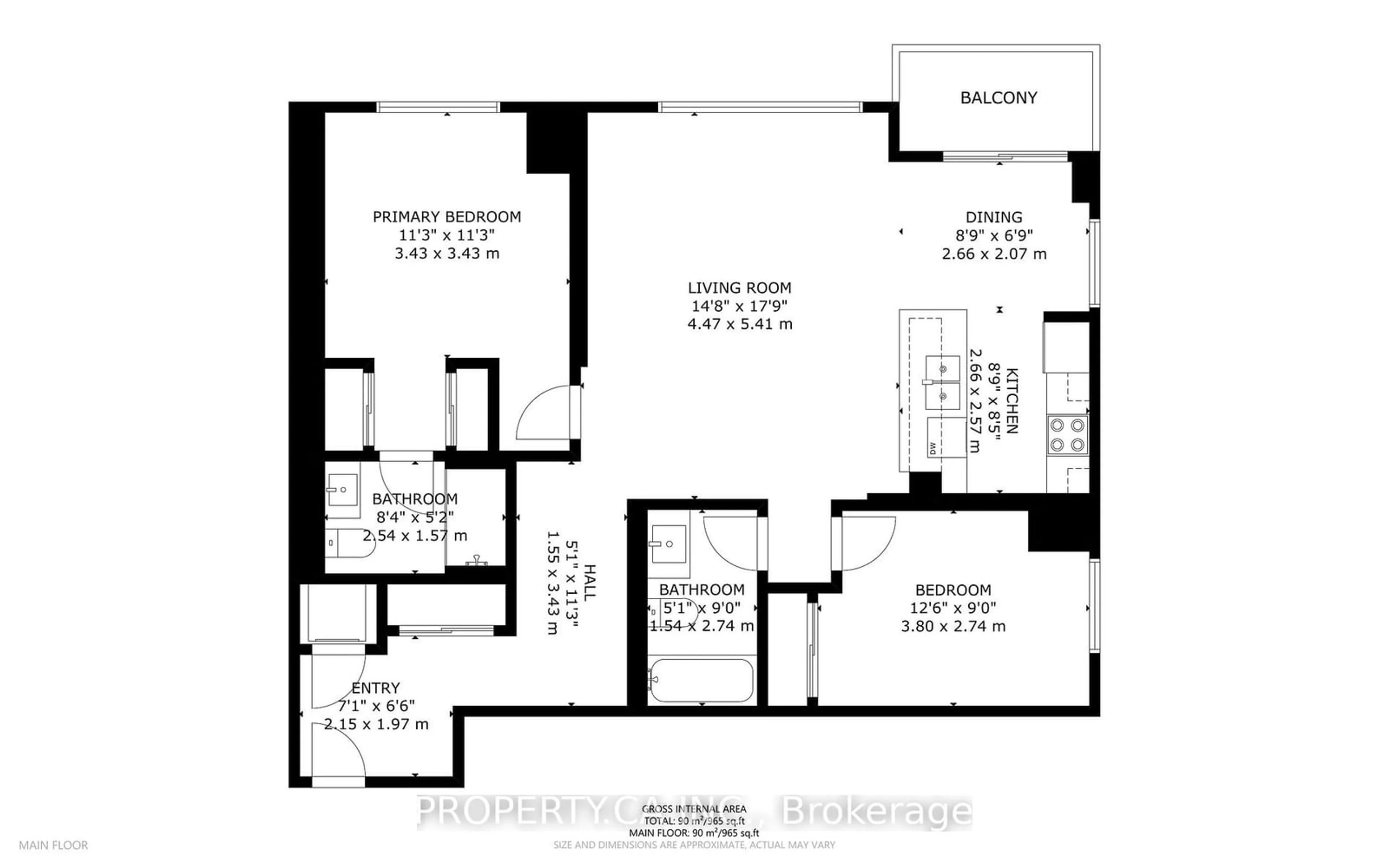 Floor plan for 25 Town Centre Crt #3305, Toronto Ontario M1P 0B4