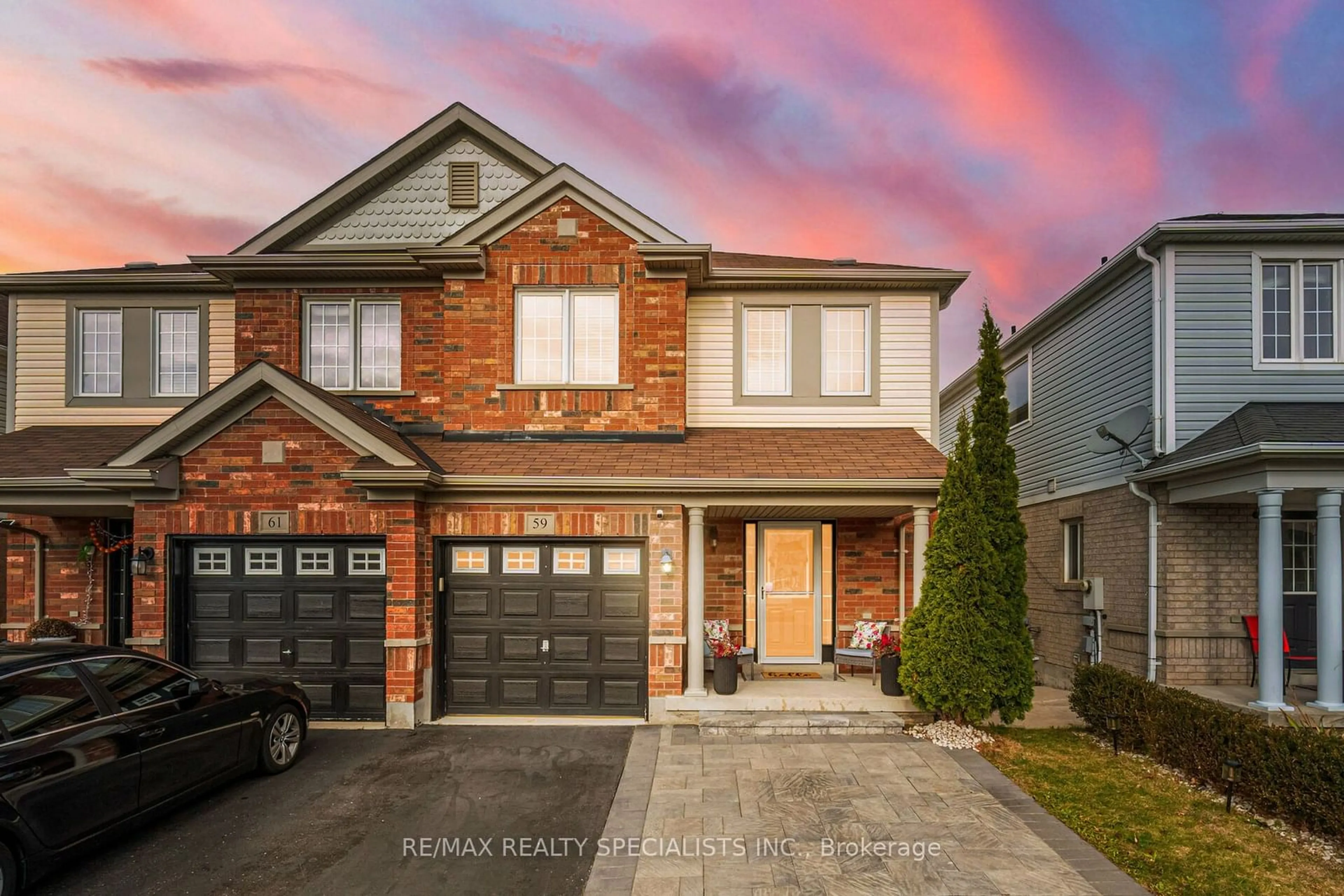 Home with brick exterior material for 59 Decourcy-Ireland Circ, Ajax Ontario L1T 0K6