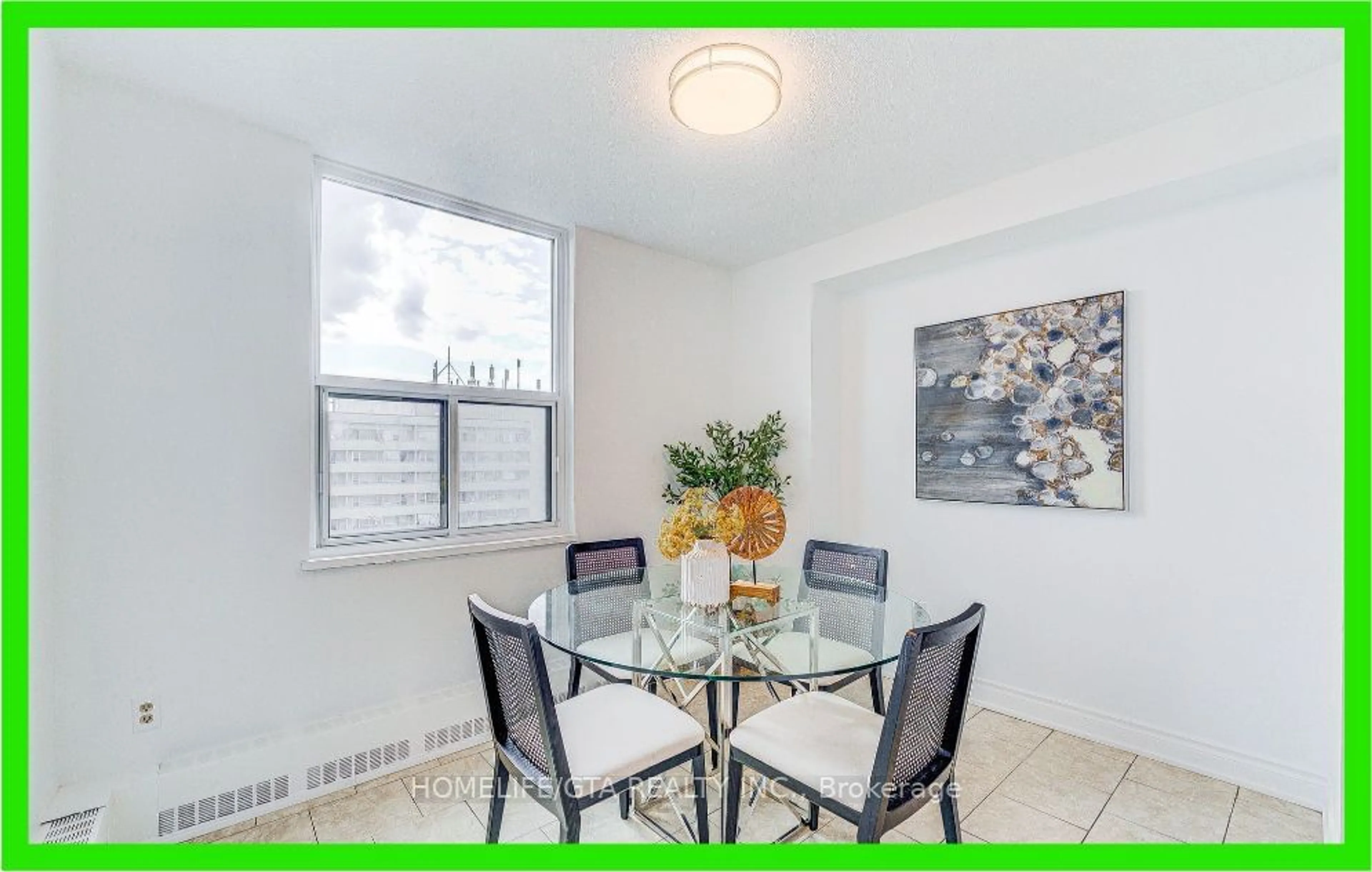 Dining room, carpet floors for 90 Ling Rd #1407, Toronto Ontario M1E 4Y3