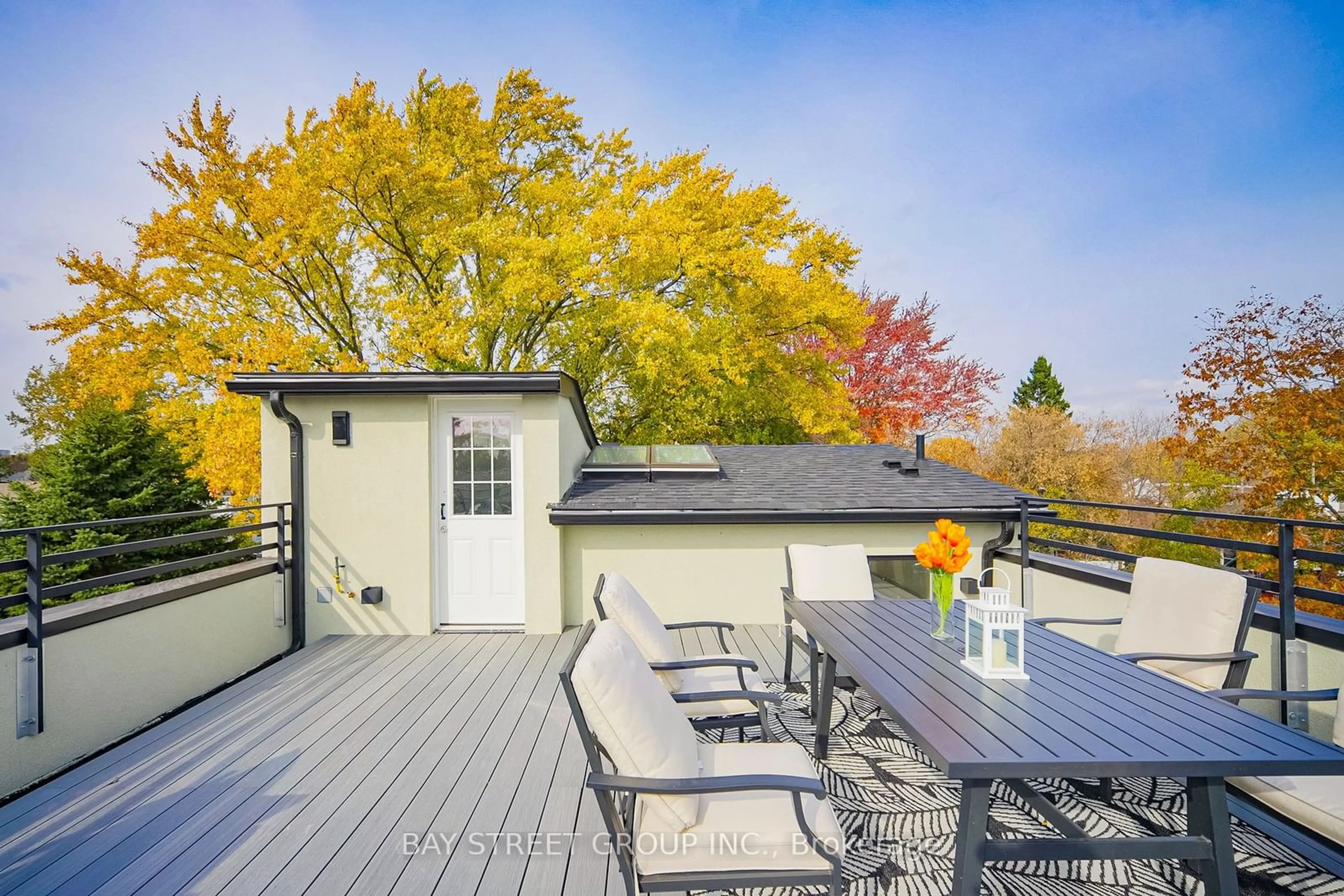 Patio, the fenced backyard for 850 Cosburn Ave, Toronto Ontario M4C 2W2