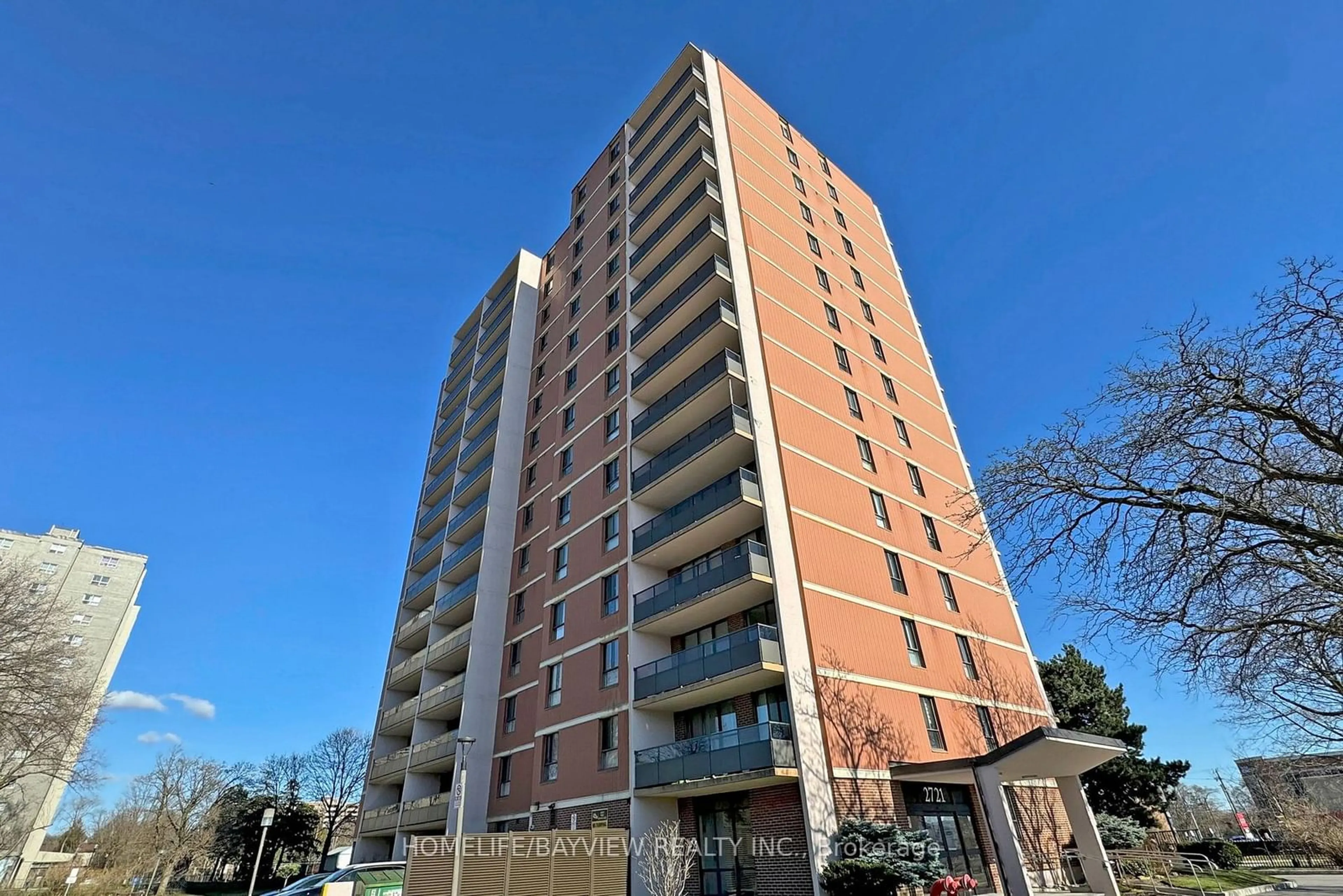 A pic from exterior of the house or condo, the front or back of building for 2721 Victoria Park Ave #1405, Toronto Ontario M1T 3N6