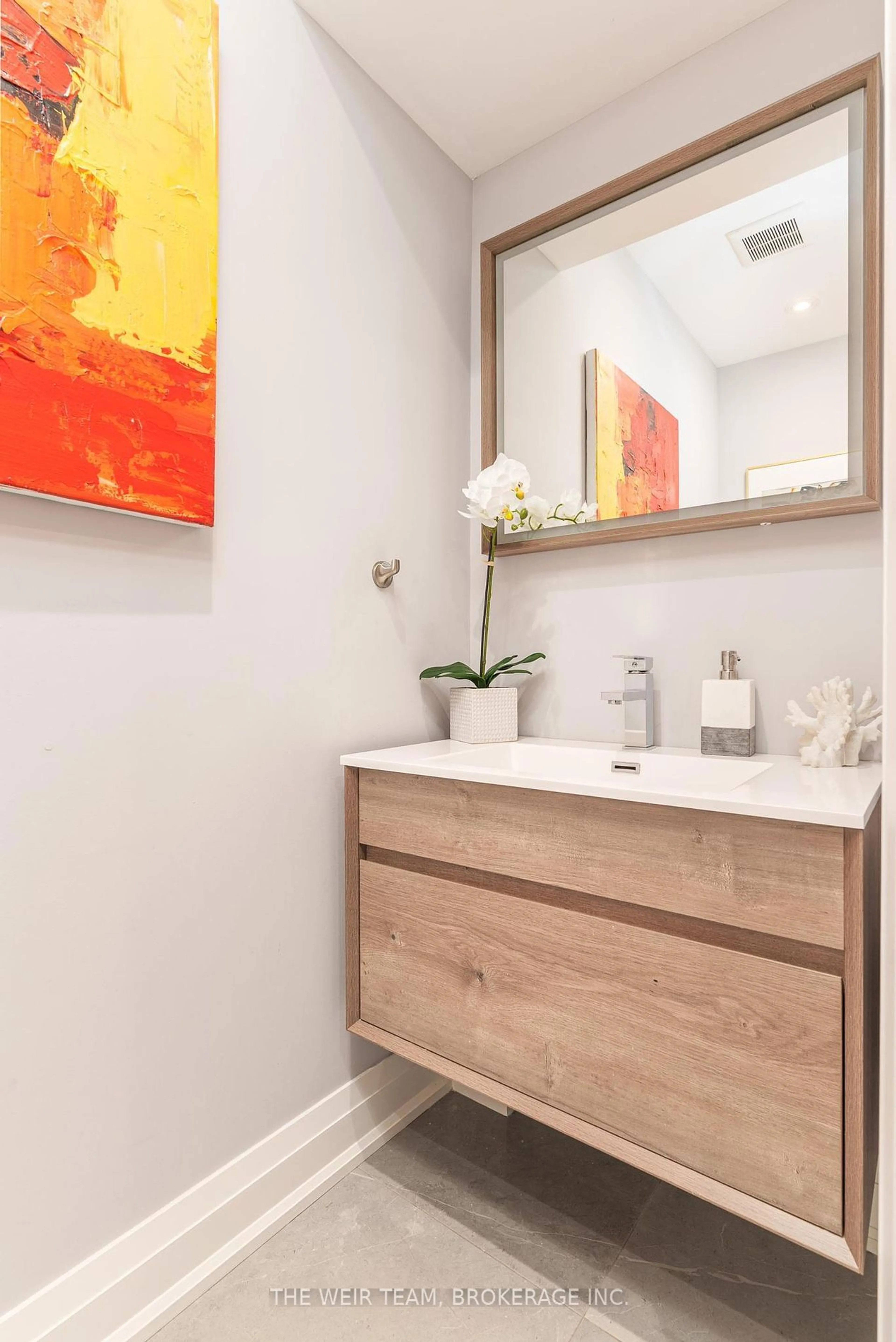 Contemporary bathroom, wood floors for 15 Edgewood Grve, Toronto Ontario M4L 1X8