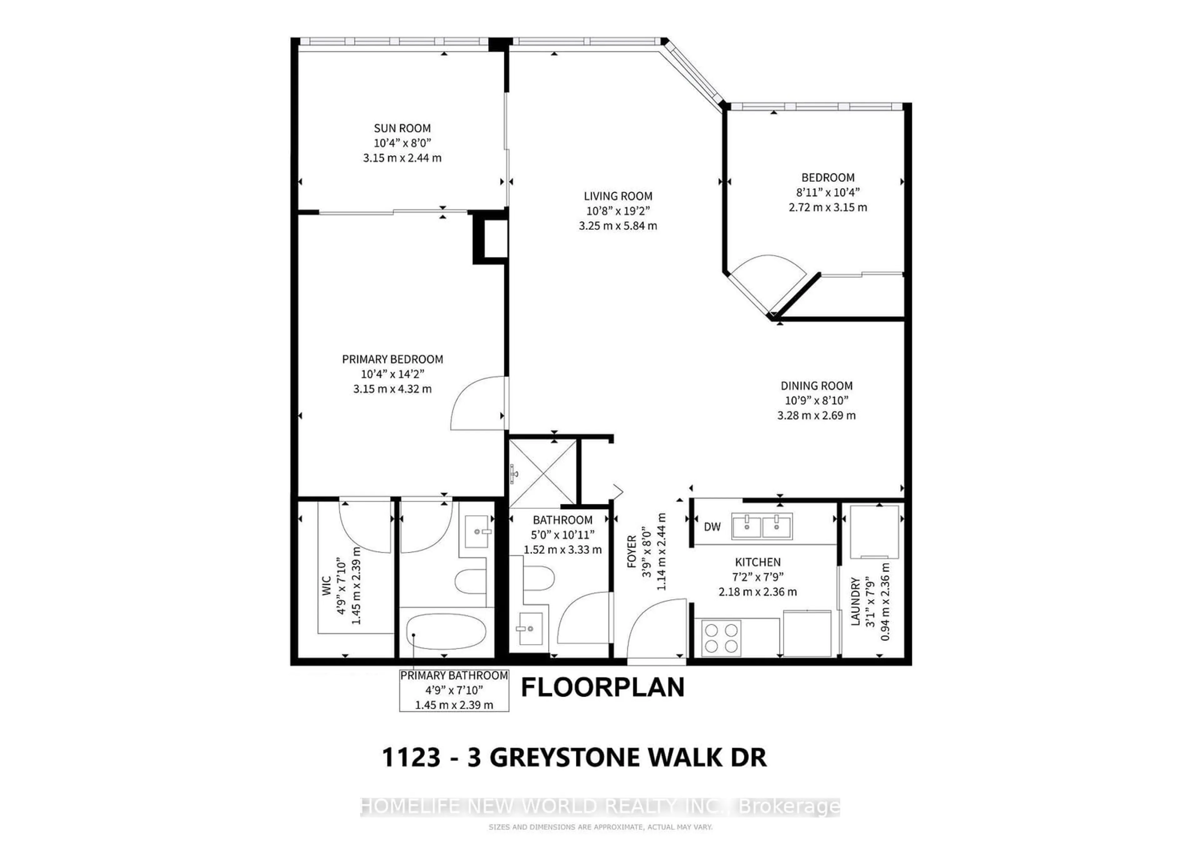 Floor plan for 3 Greystone Walk Dr #1123, Toronto Ontario M1K 5J4