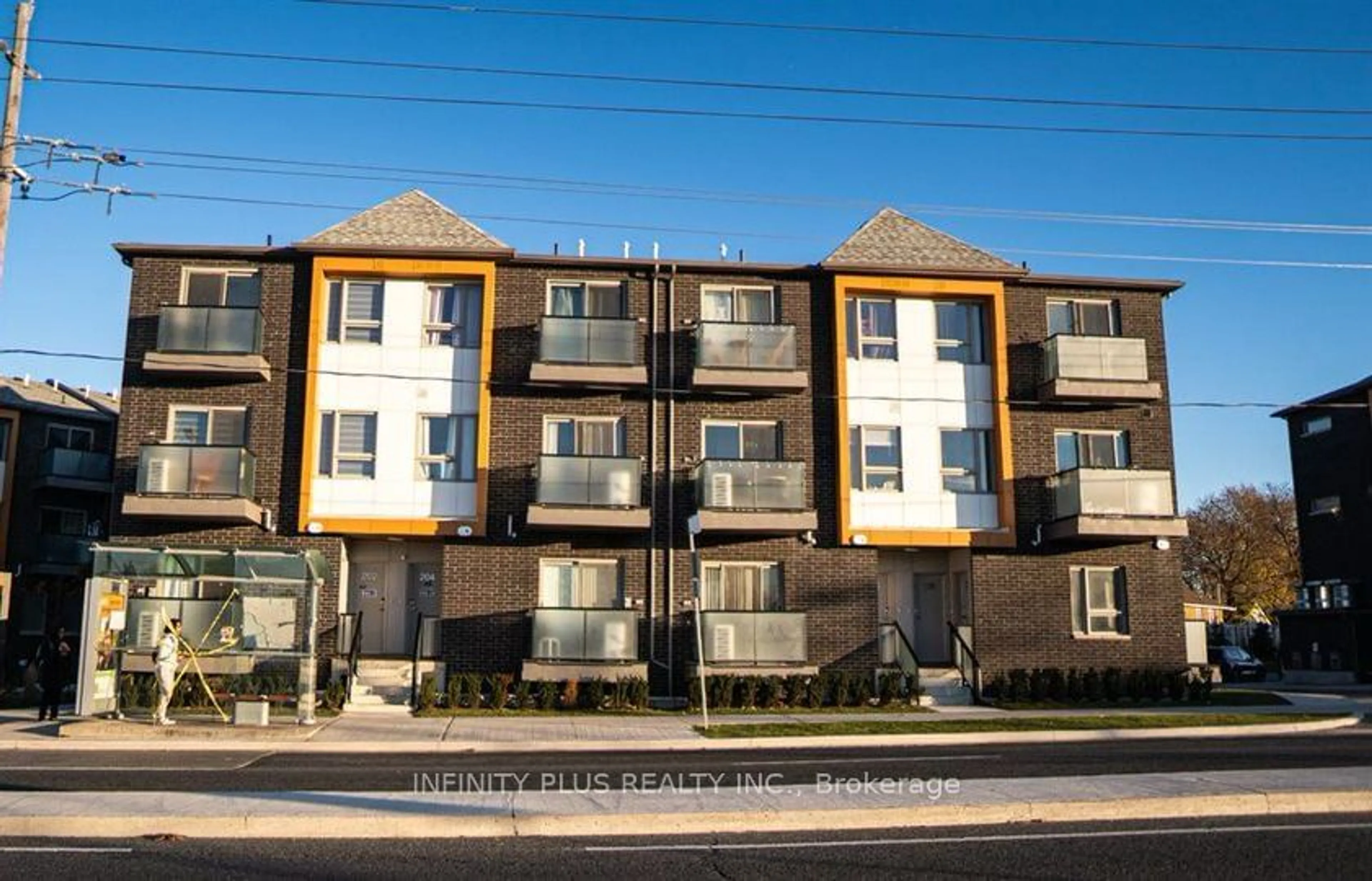 A pic from exterior of the house or condo, the front or back of building for 1085 Danforth Rd #202, Toronto Ontario M1J 0B2