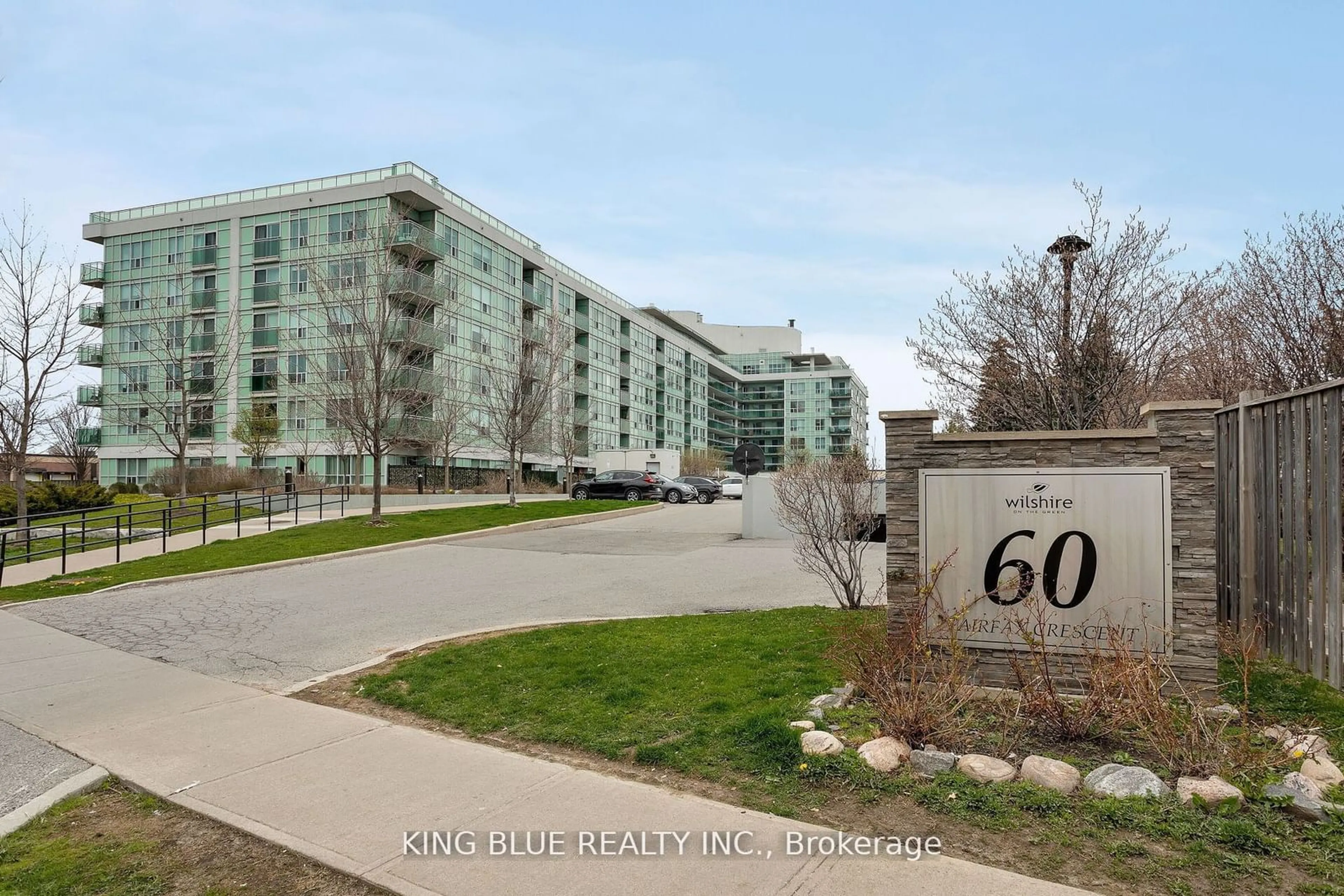 A pic from exterior of the house or condo, the street view for 60 Fairfax Cres #428, Toronto Ontario M1L 1Z8