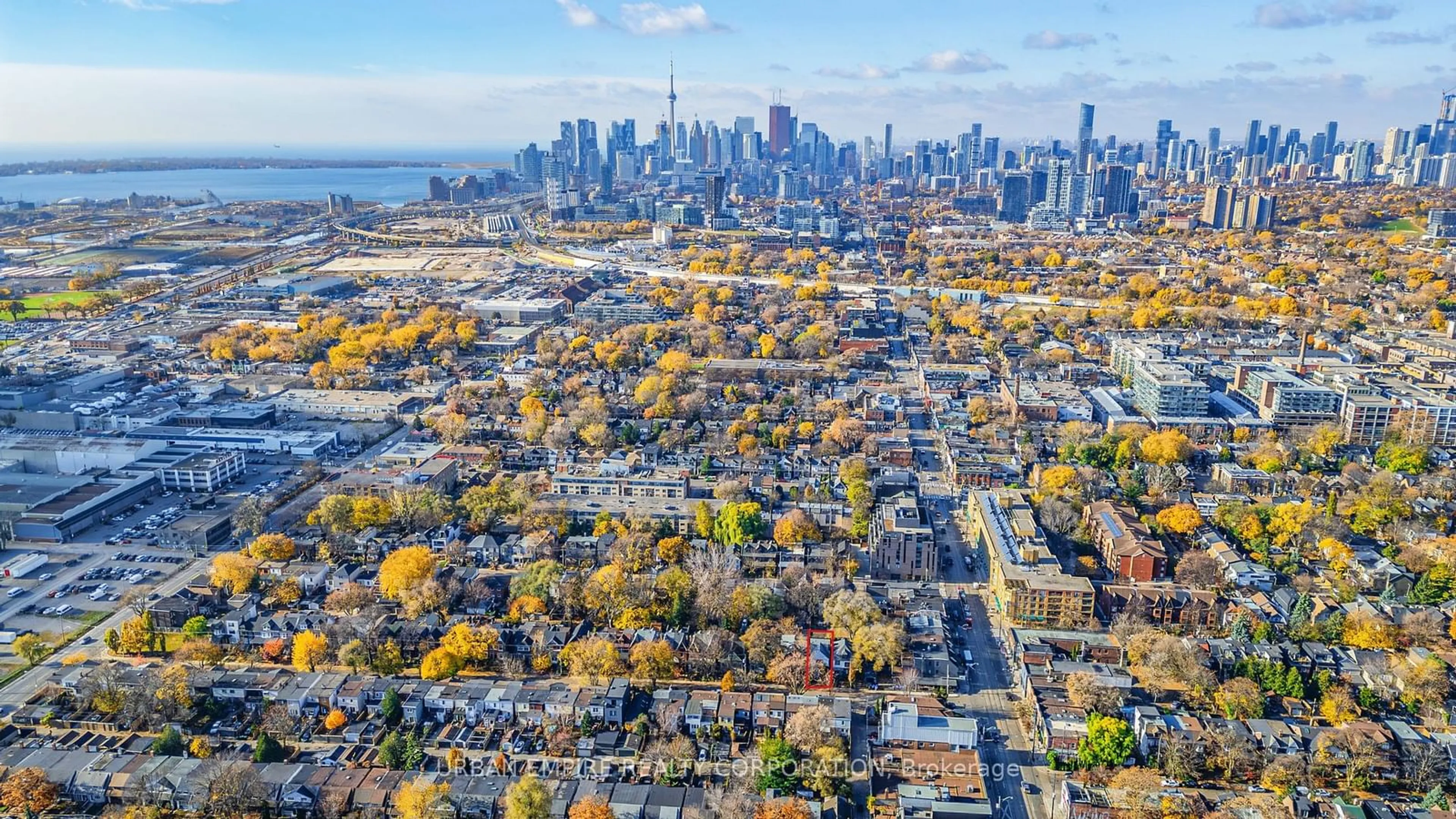 A pic from exterior of the house or condo, the view of city buildings for 108 Caroline Ave, Toronto Ontario M4M 2X7