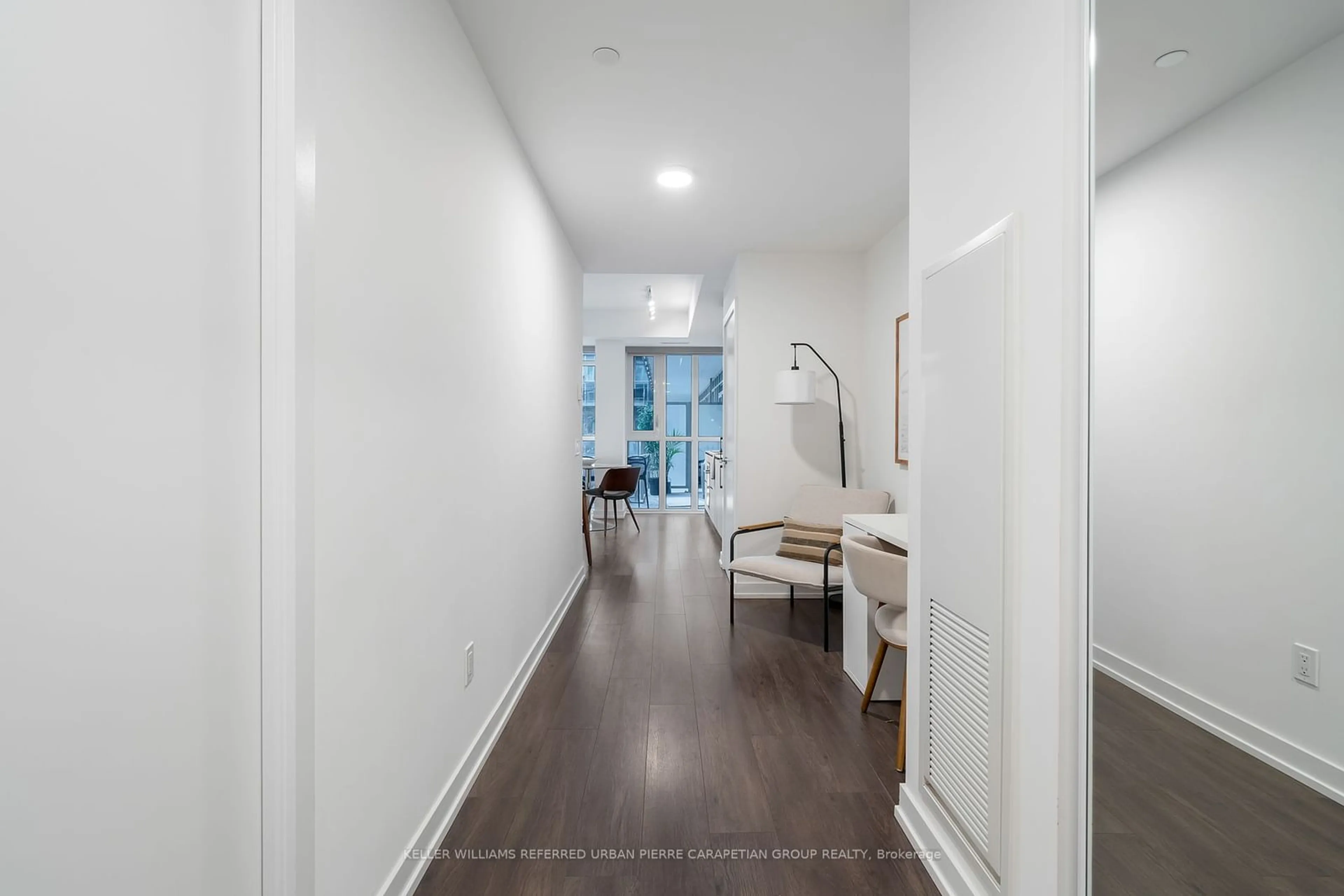 Indoor entryway, wood floors for 150 Logan Ave #216, Toronto Ontario M4M 0E4