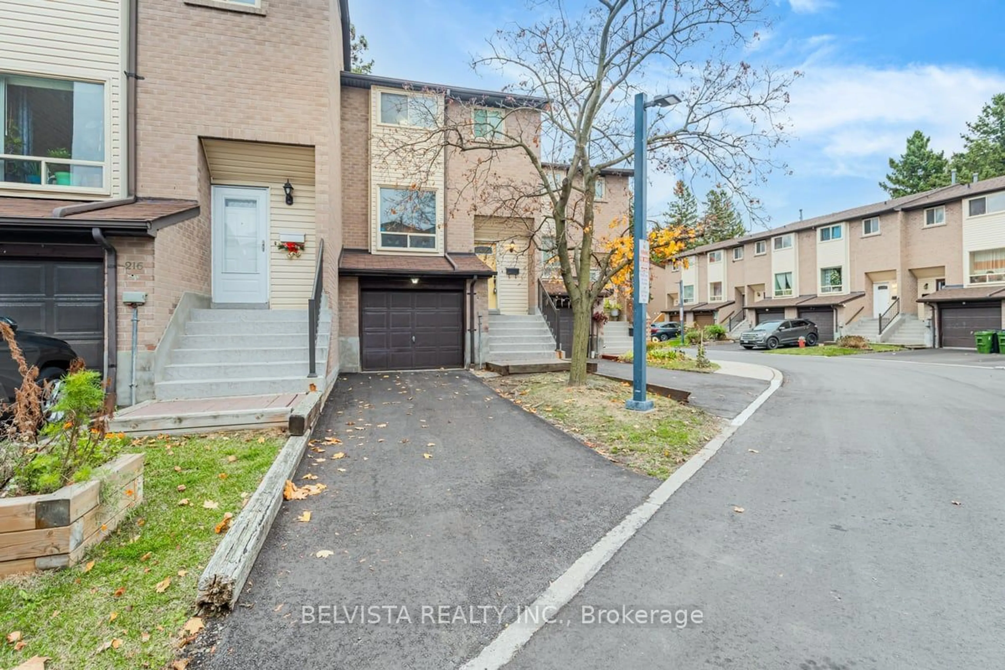 A pic from exterior of the house or condo, the street view for 55 Collinsgrove Rd #218, Toronto Ontario M1E 4Z2