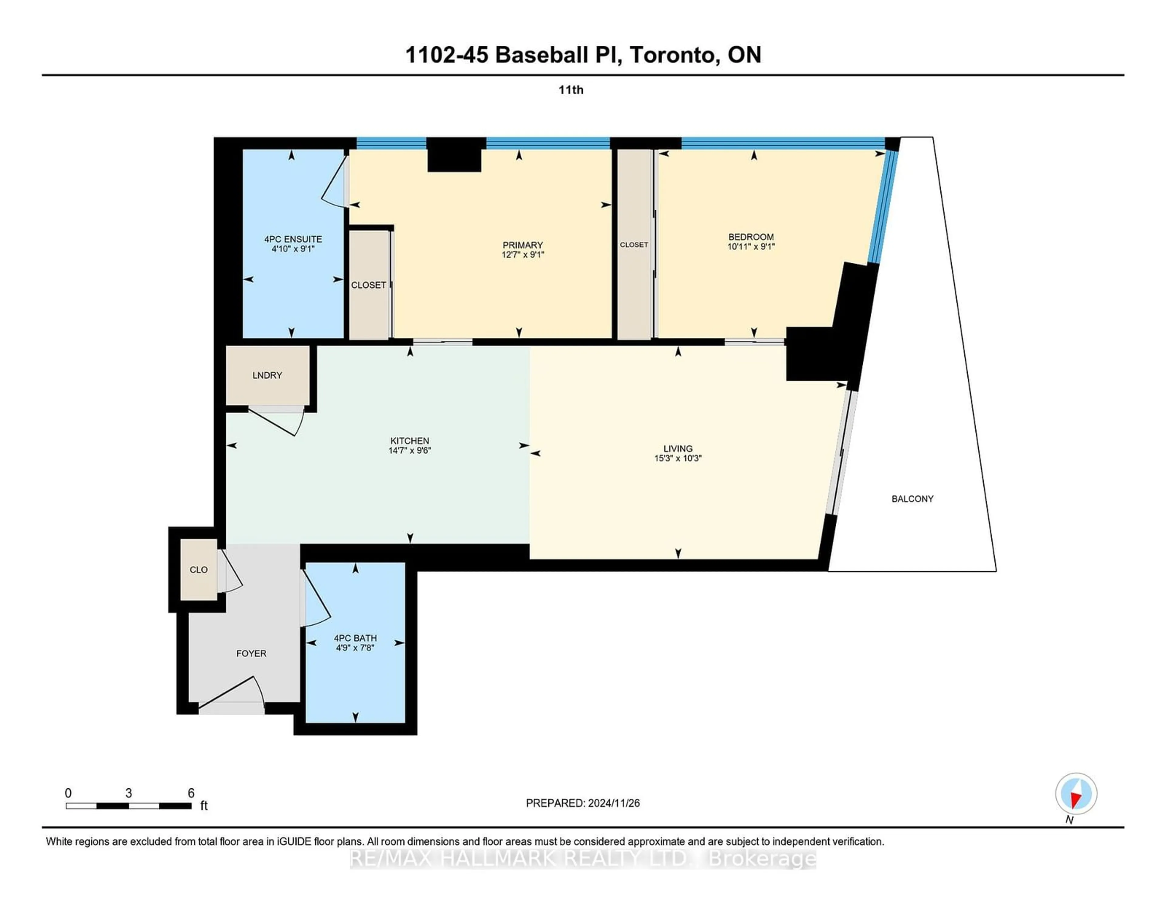 Floor plan for 45 Baseball Pl #1102, Toronto Ontario M4M 0H1