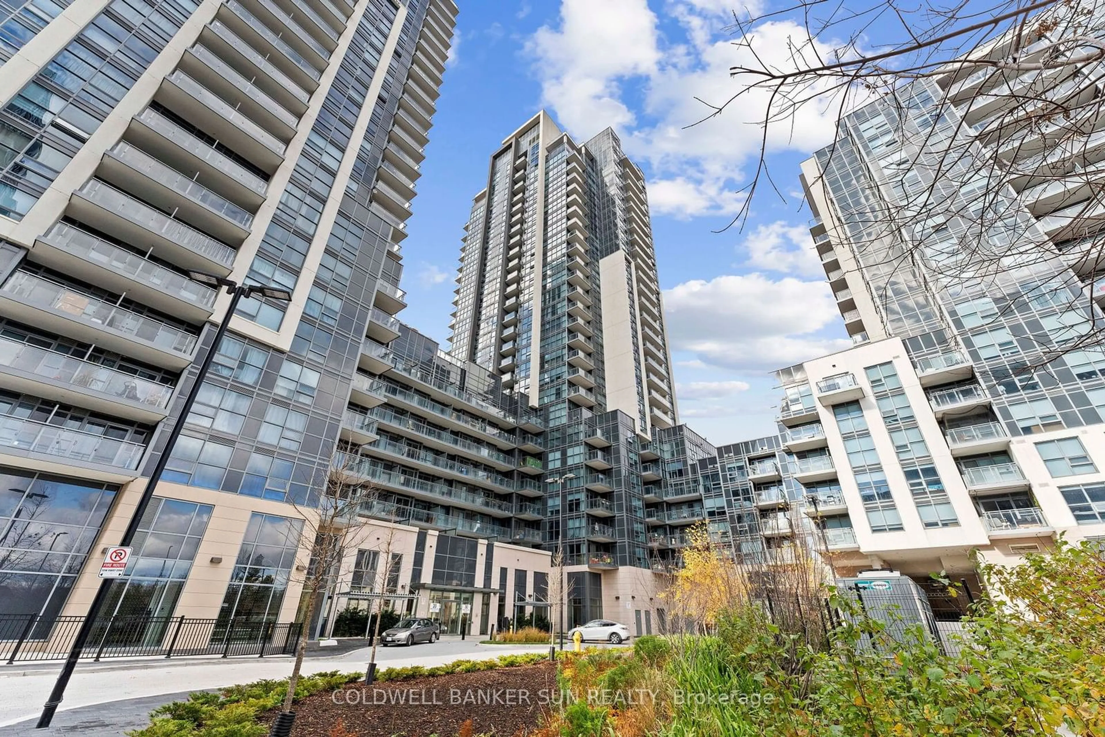 A pic from exterior of the house or condo, the view of city buildings for 30 Meadowglen Pl #304, Toronto Ontario M1G 0A6