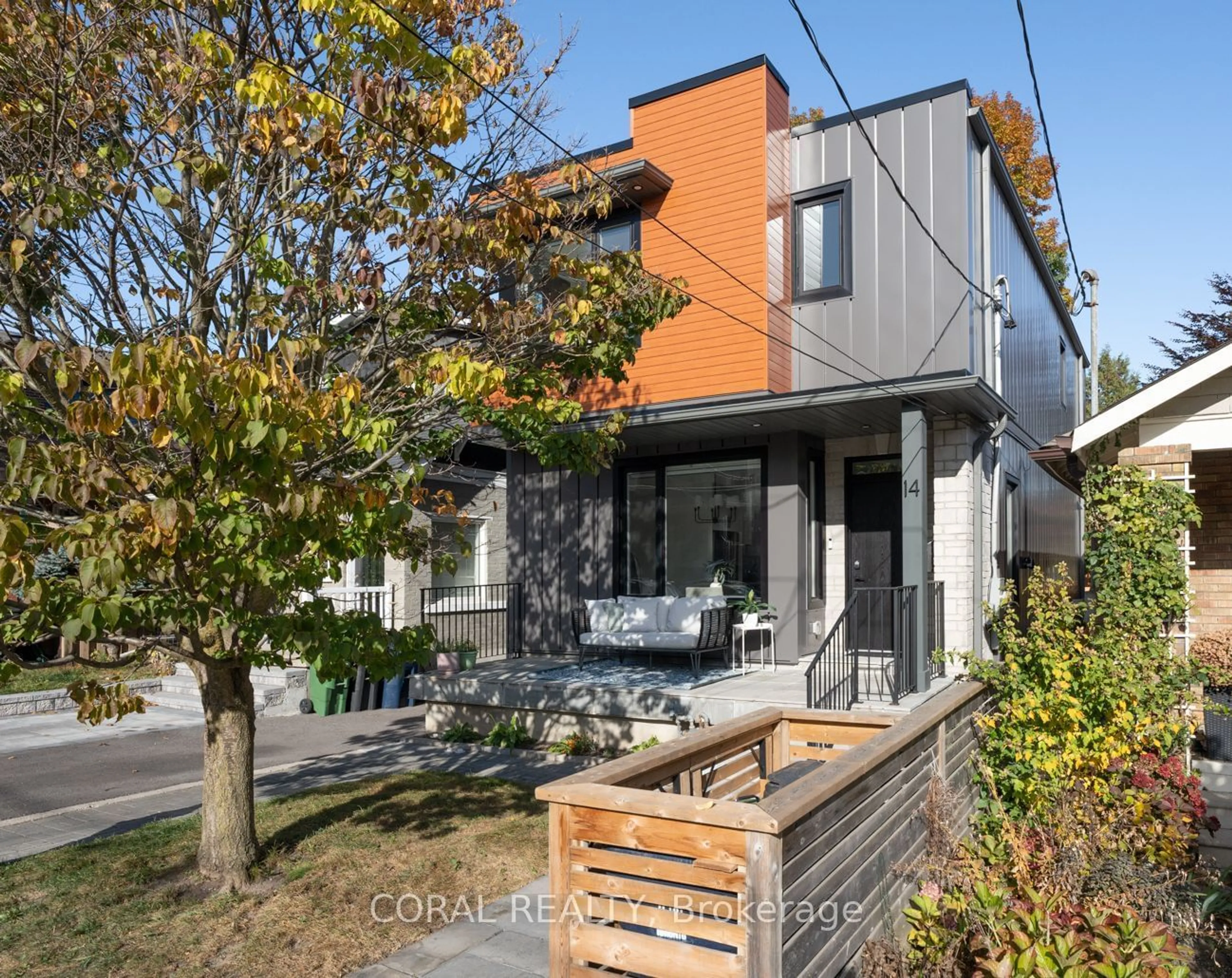 Frontside or backside of a home, the fenced backyard for 14 Westbrook Ave, Toronto Ontario M4C 2G2