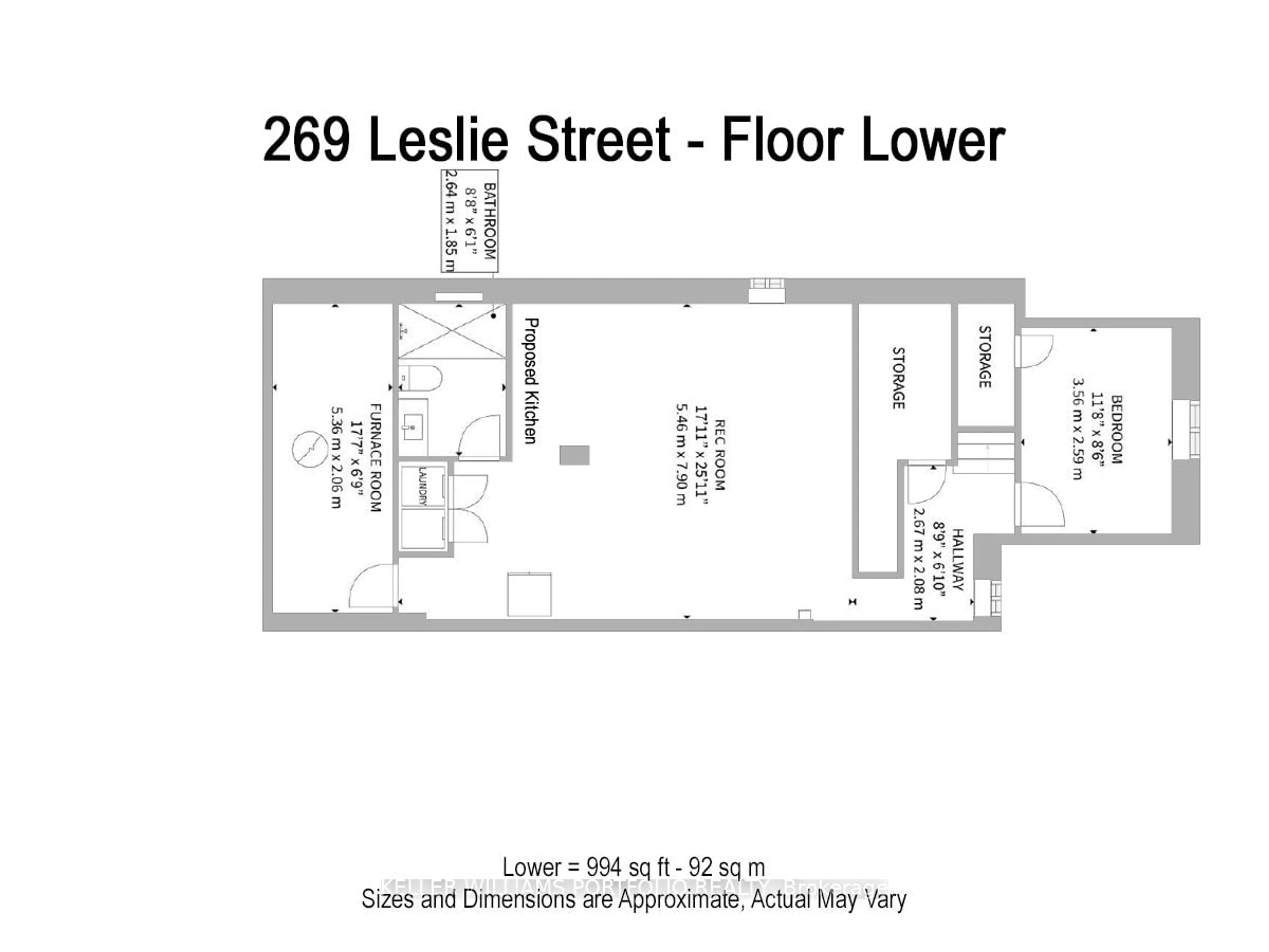 Floor plan for 269 Leslie St, Toronto Ontario M4M 3C8