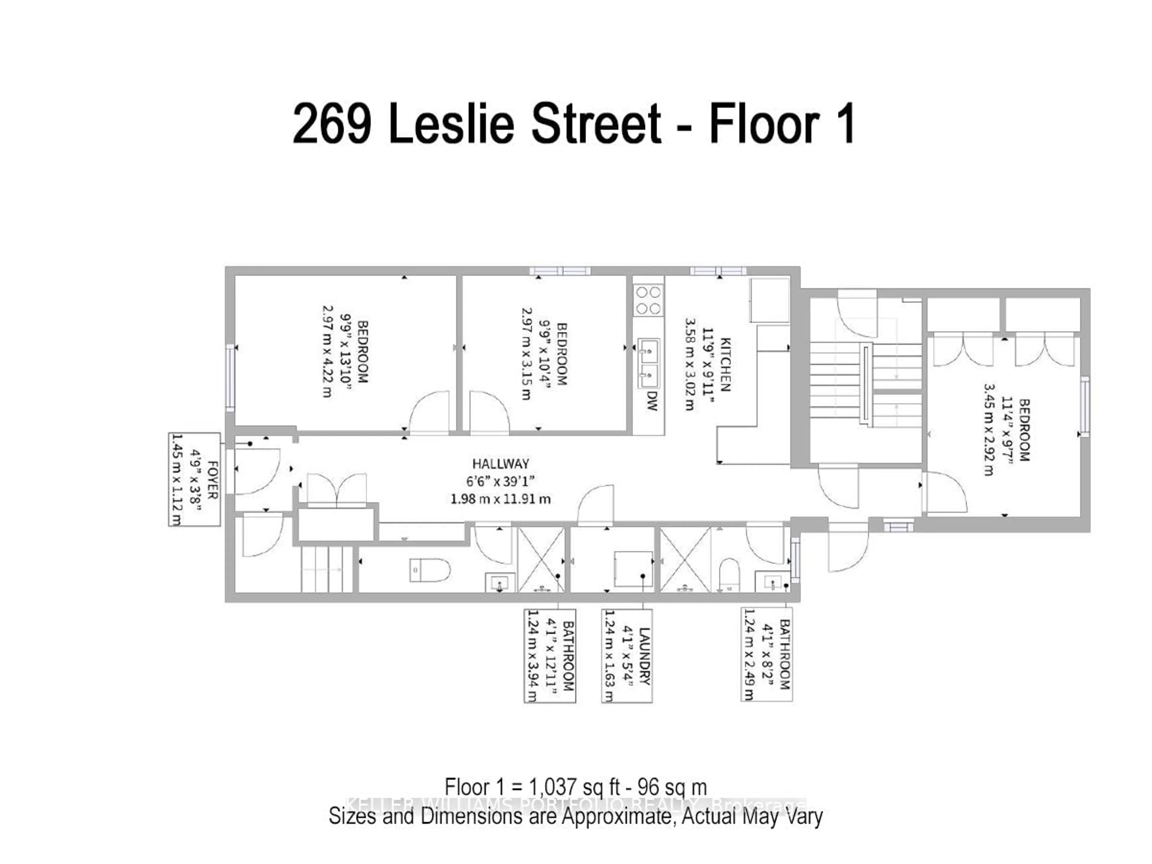 Floor plan for 269 Leslie St, Toronto Ontario M4M 3C8