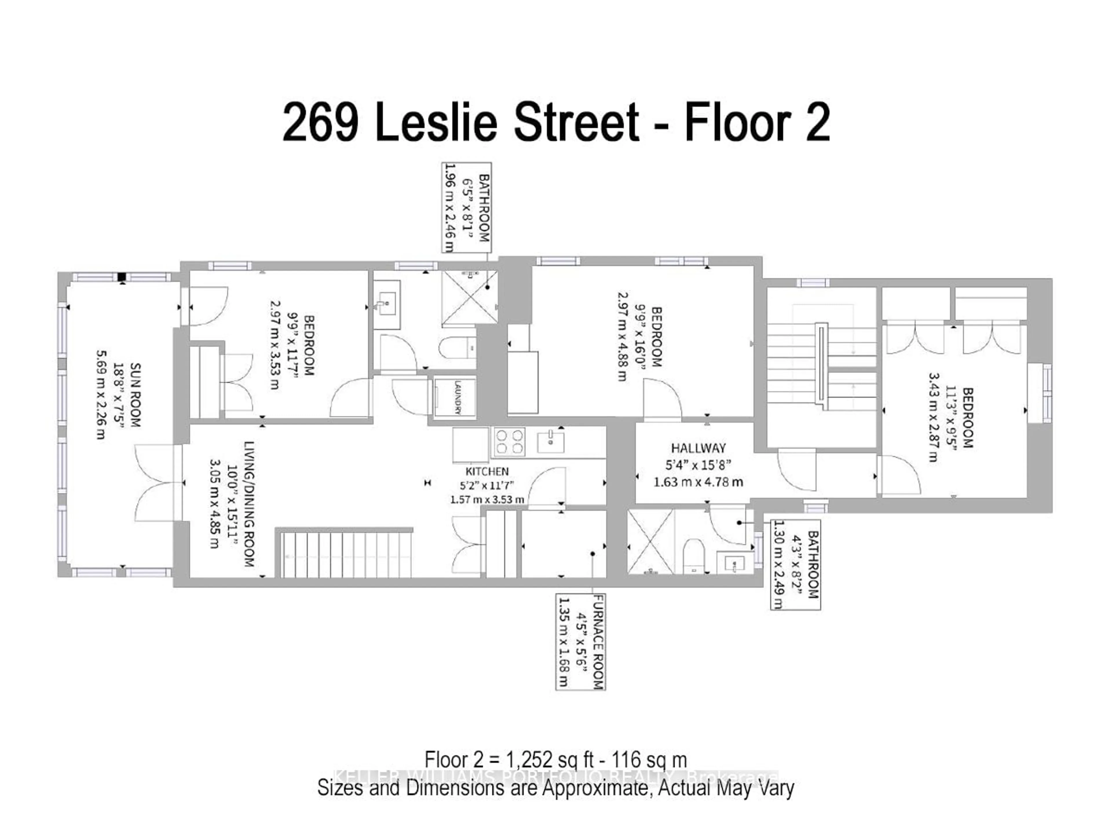 Floor plan for 269 Leslie St, Toronto Ontario M4M 3C8