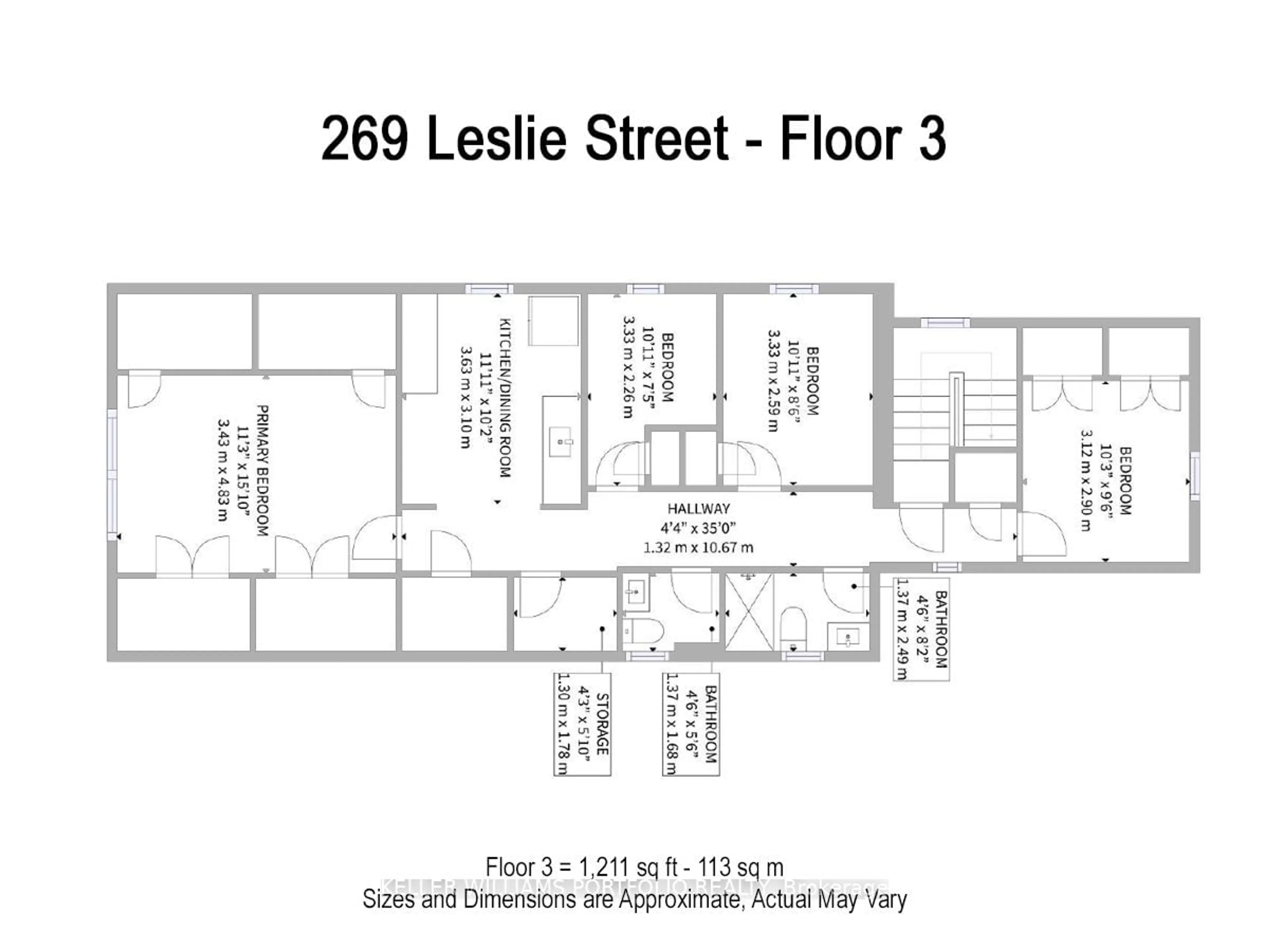 Floor plan for 269 Leslie St, Toronto Ontario M4M 3C8