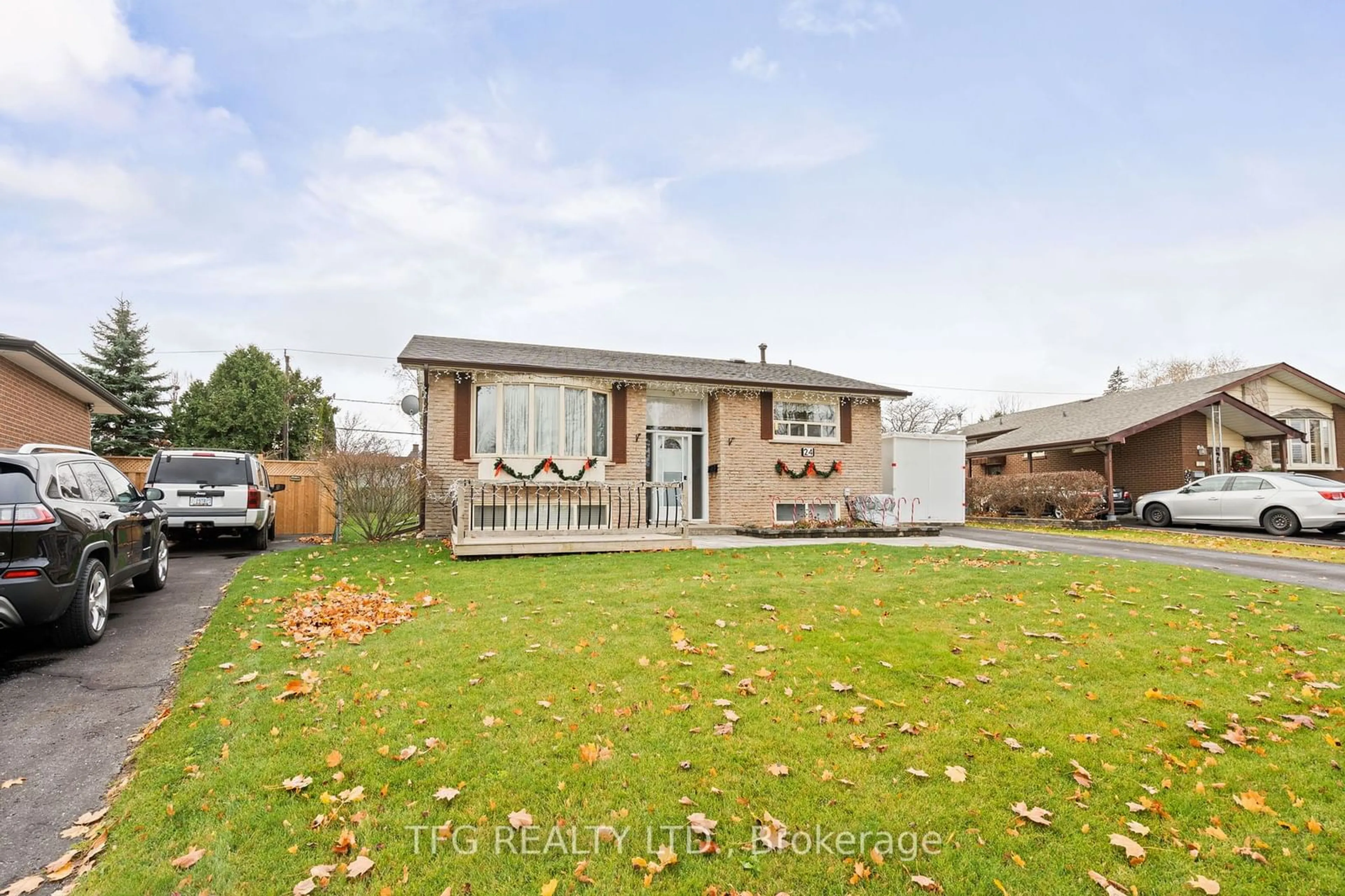 Frontside or backside of a home, the fenced backyard for 24 Turnbull Rd, Ajax Ontario L1S 2X2