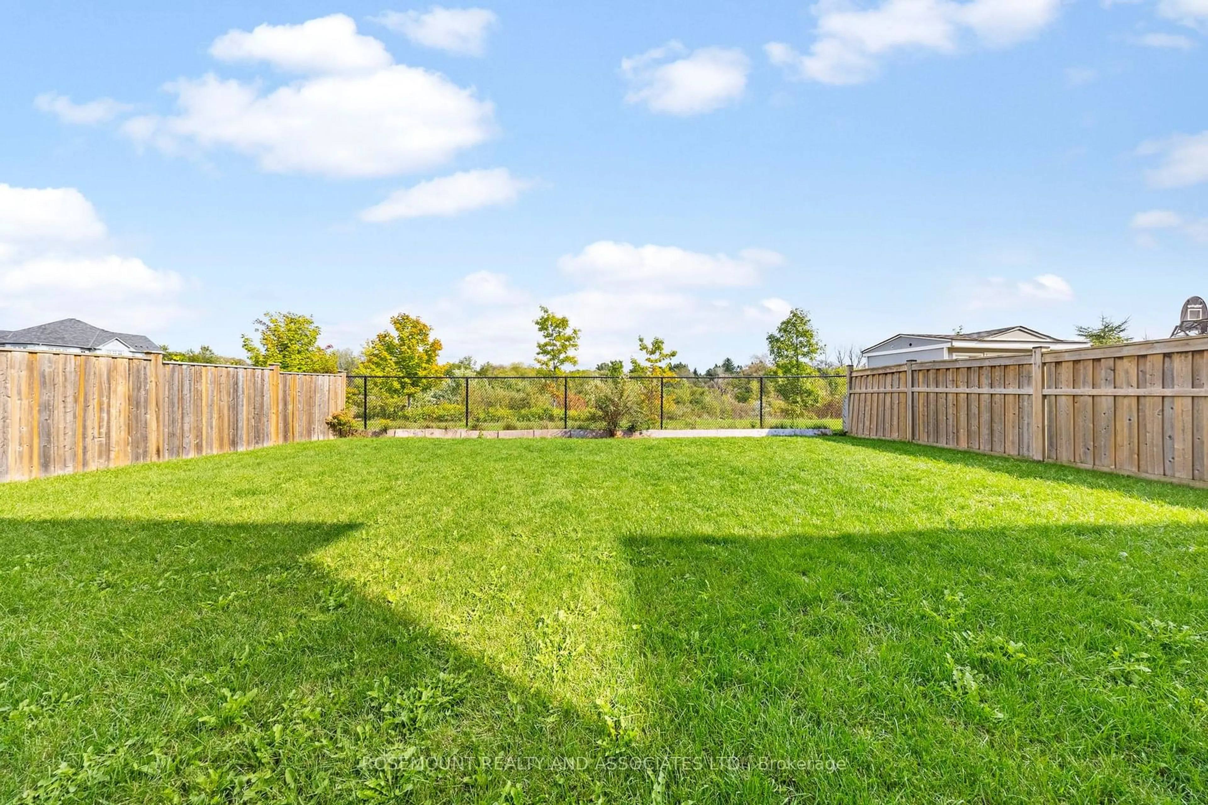 Patio, the fenced backyard for 75 Barchard St, Clarington Ontario L1B 0K9