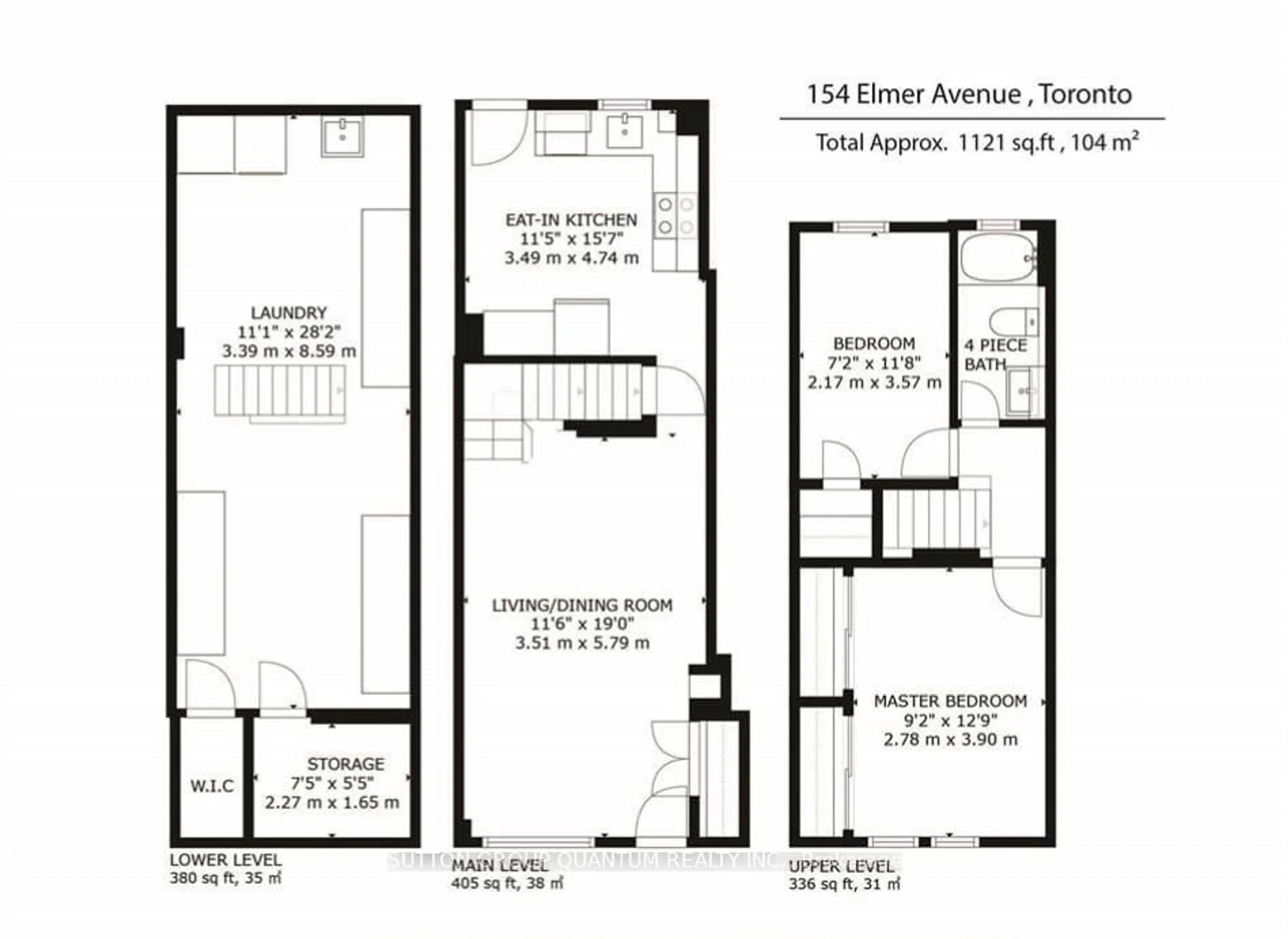 Floor plan for 154 Elmer Ave, Toronto Ontario M4L 3S1