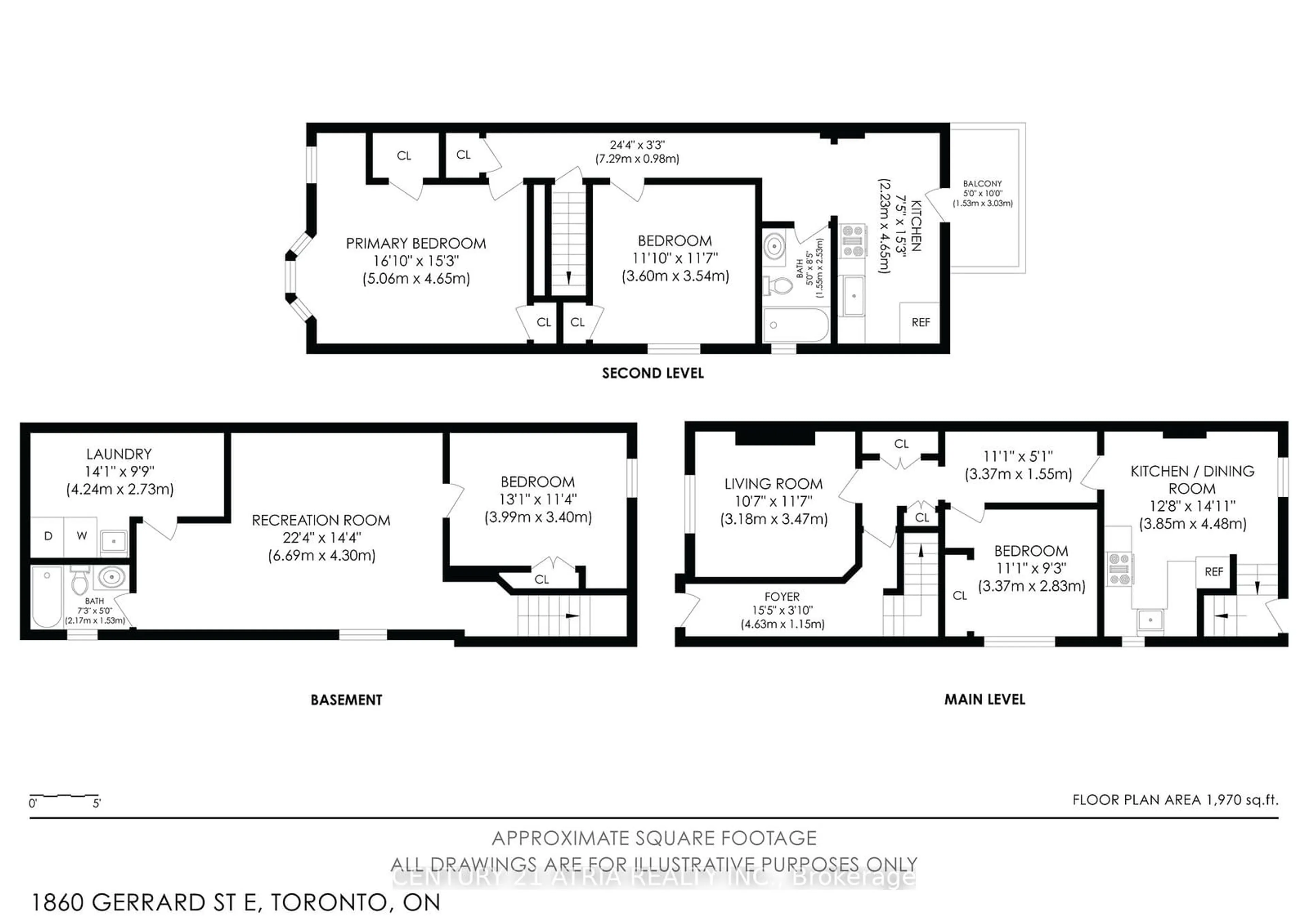 Floor plan for 1860 Gerrard St, Toronto Ontario M4L 2B7