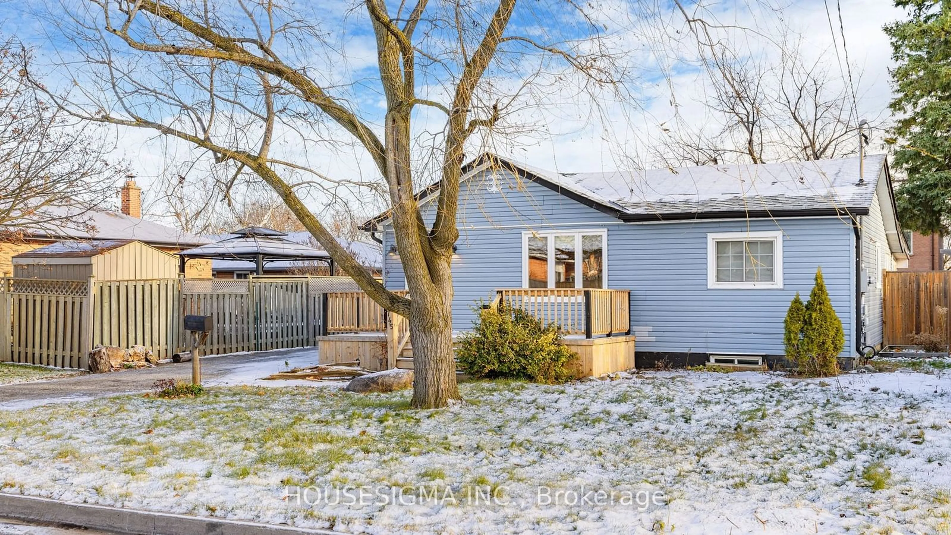 Frontside or backside of a home, the fenced backyard for 745 Marksbury Rd, Pickering Ontario L1W 2T5