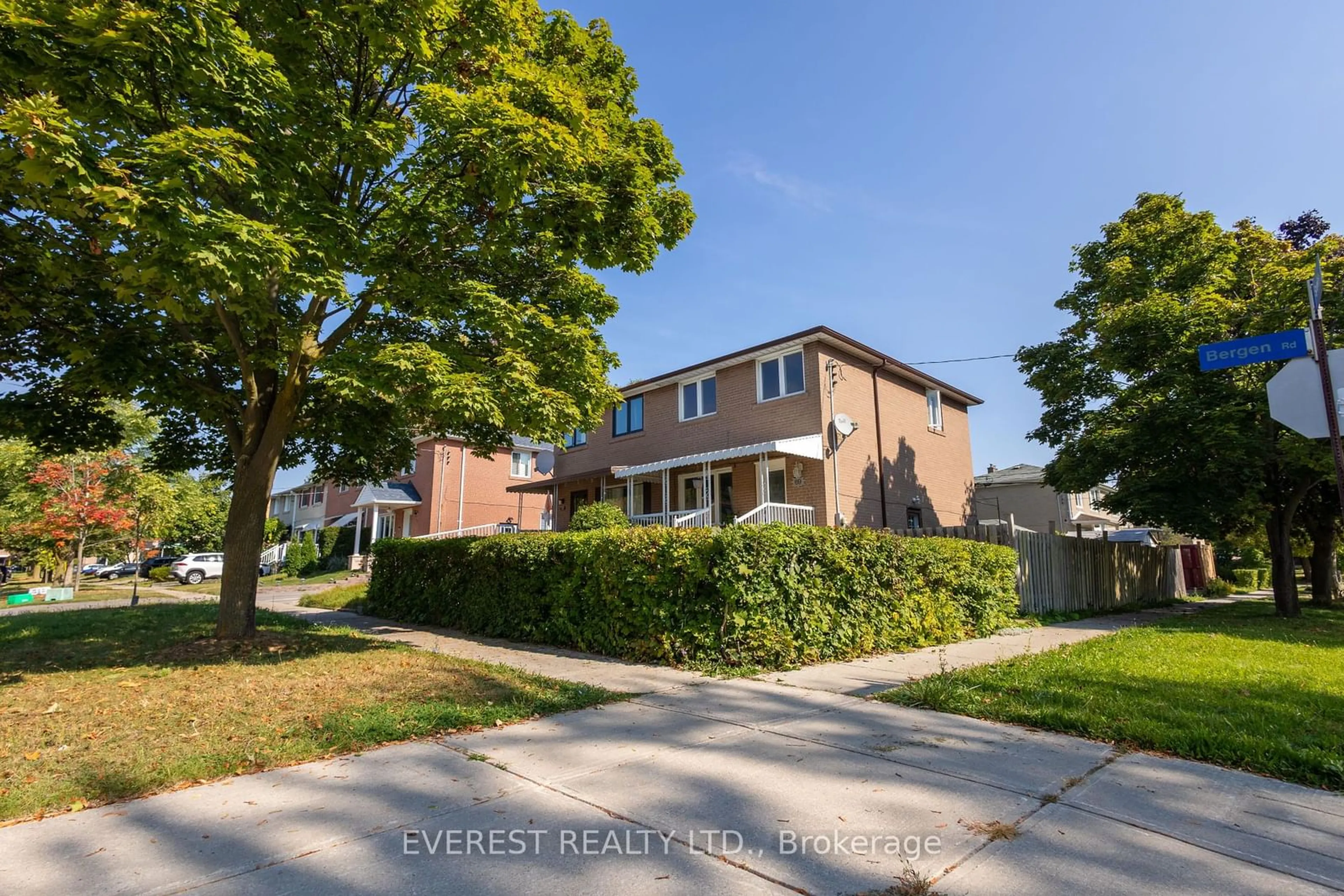 A pic from exterior of the house or condo, the fenced backyard for 69 Bergen Rd, Toronto Ontario M1P 1S3