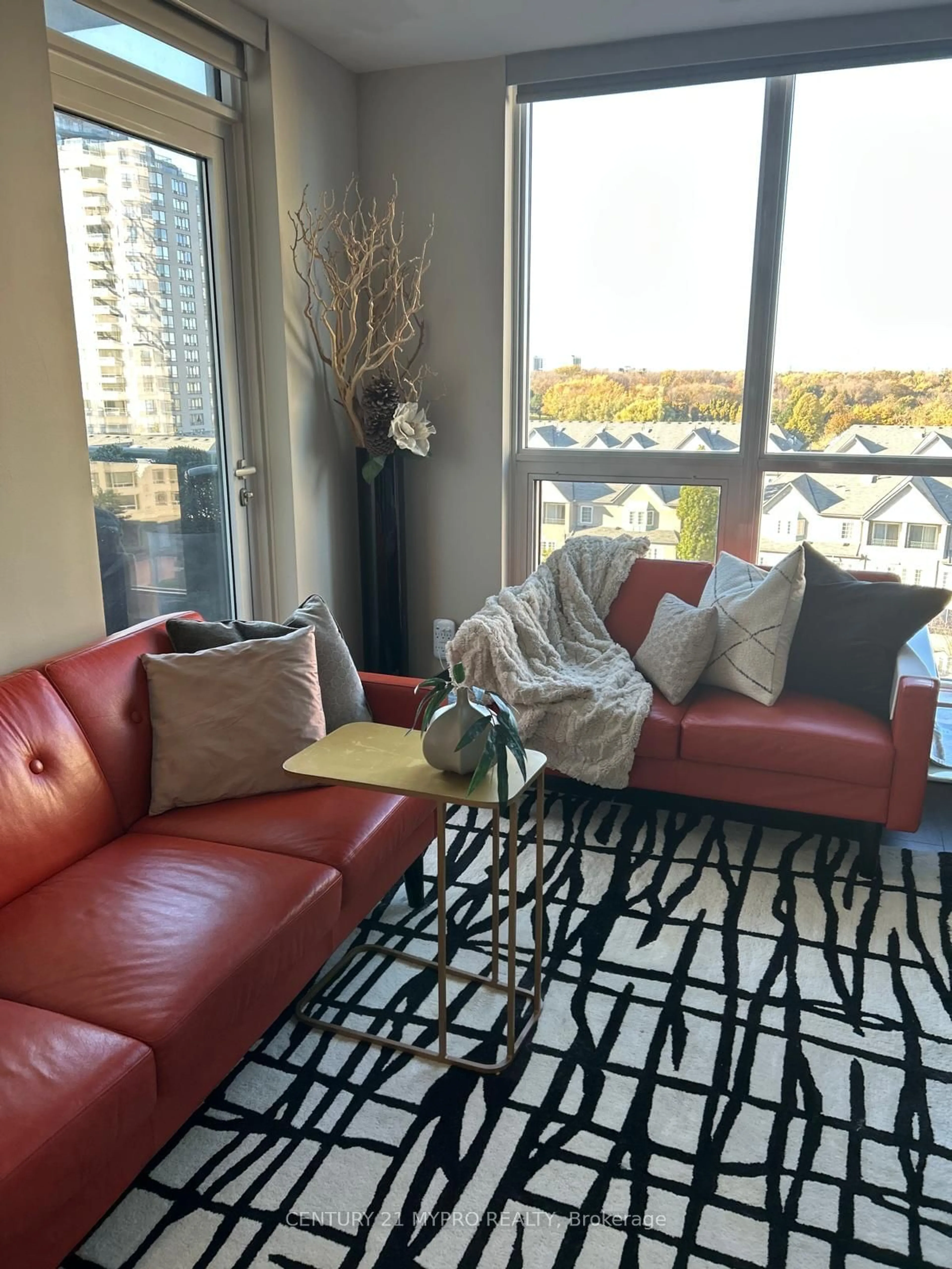 Living room, carpet floors for 195 Bonis Ave #703, Toronto Ontario M1T 0A5