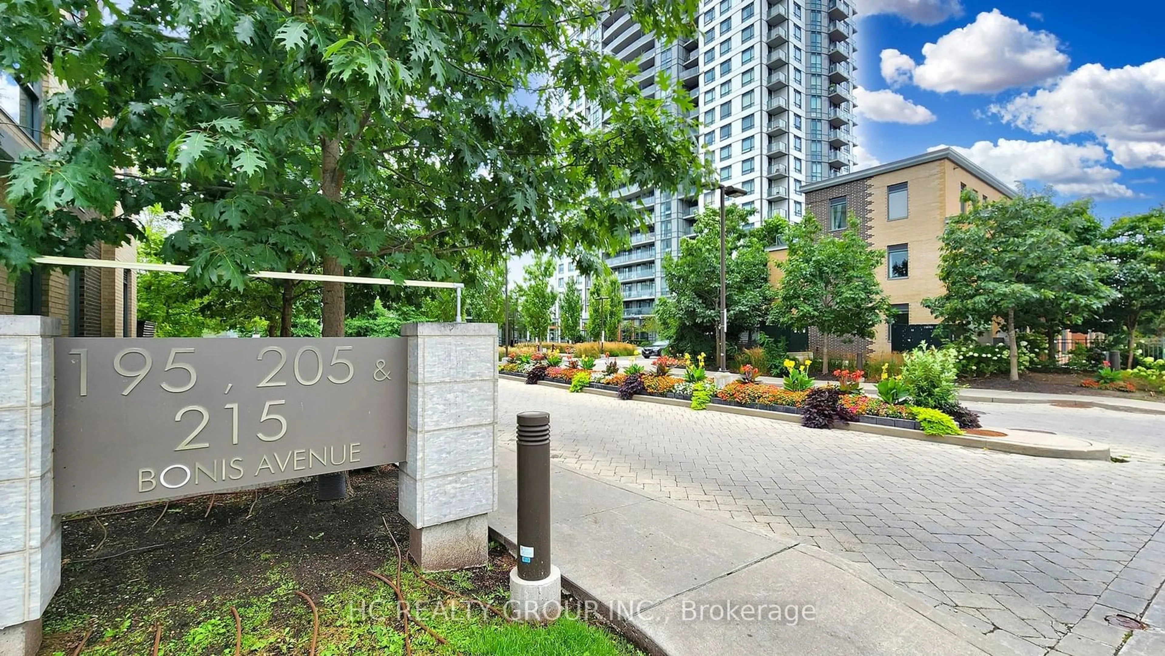 A pic from exterior of the house or condo, the street view for 195 Bonis Ave #2309, Toronto Ontario M1T 0A5