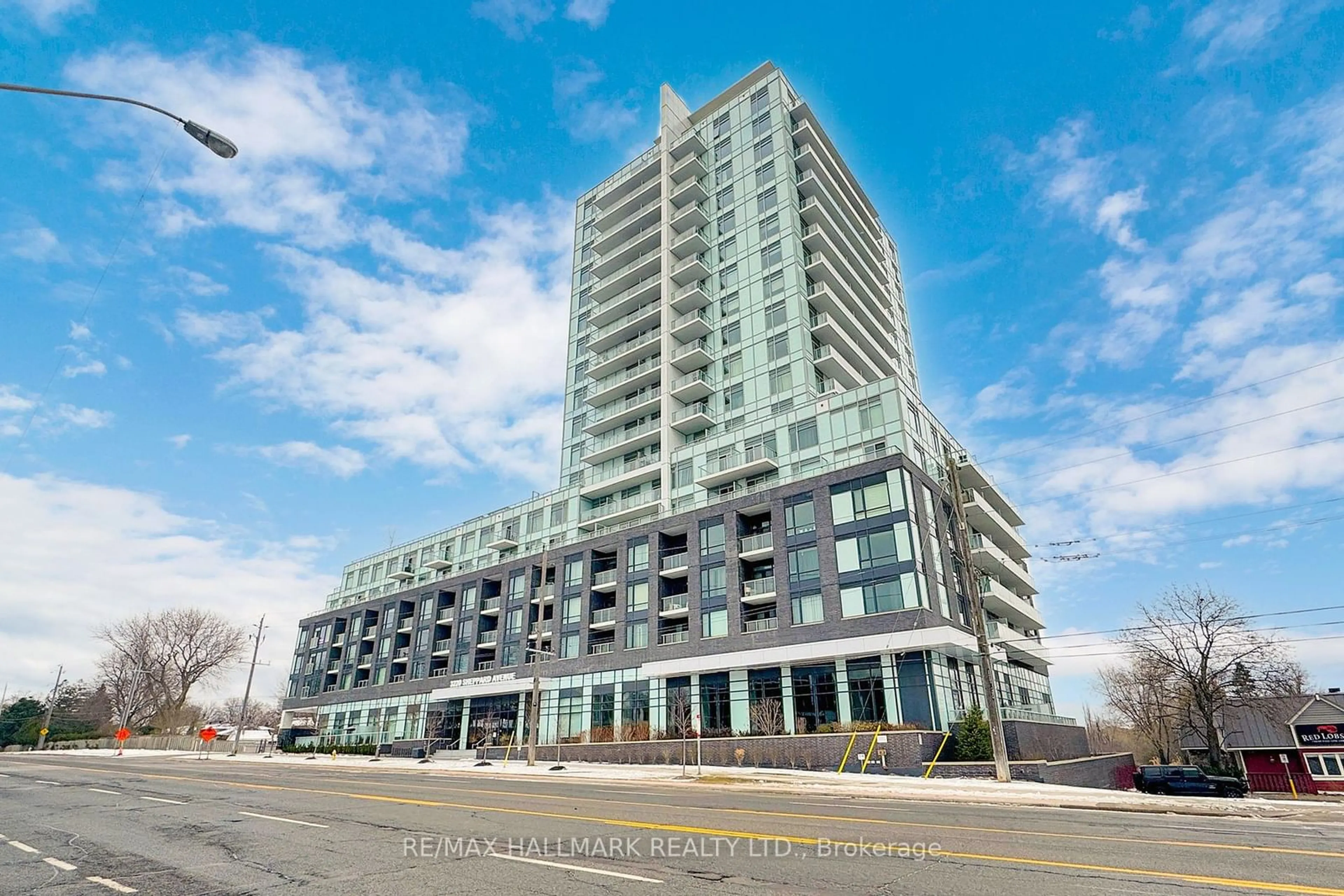 A pic from exterior of the house or condo, the front or back of building for 3220 Sheppard Ave #421, Toronto Ontario M1T 0B7