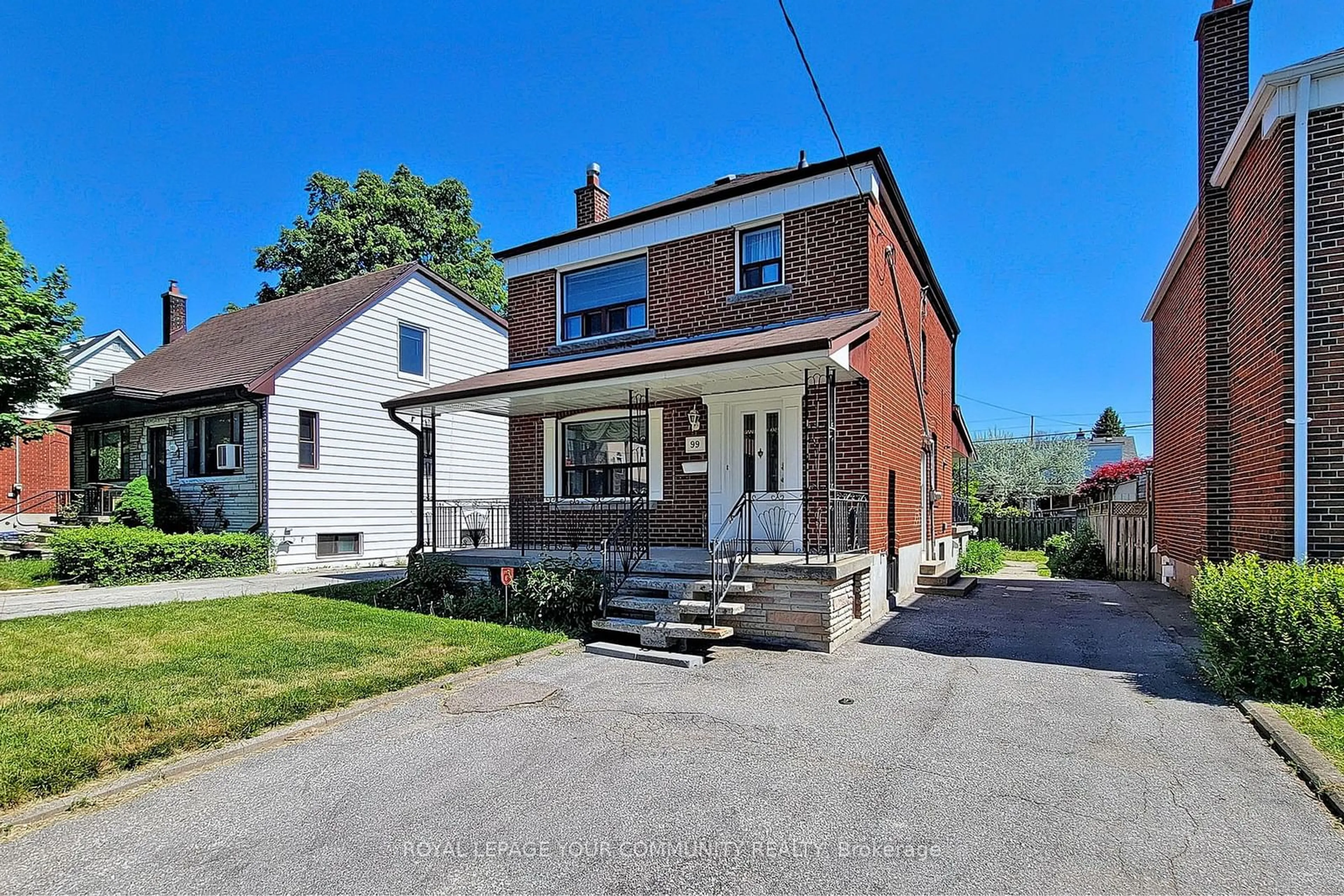 Home with brick exterior material, street for 99 Galbraith Ave, Toronto Ontario M4B 2B8