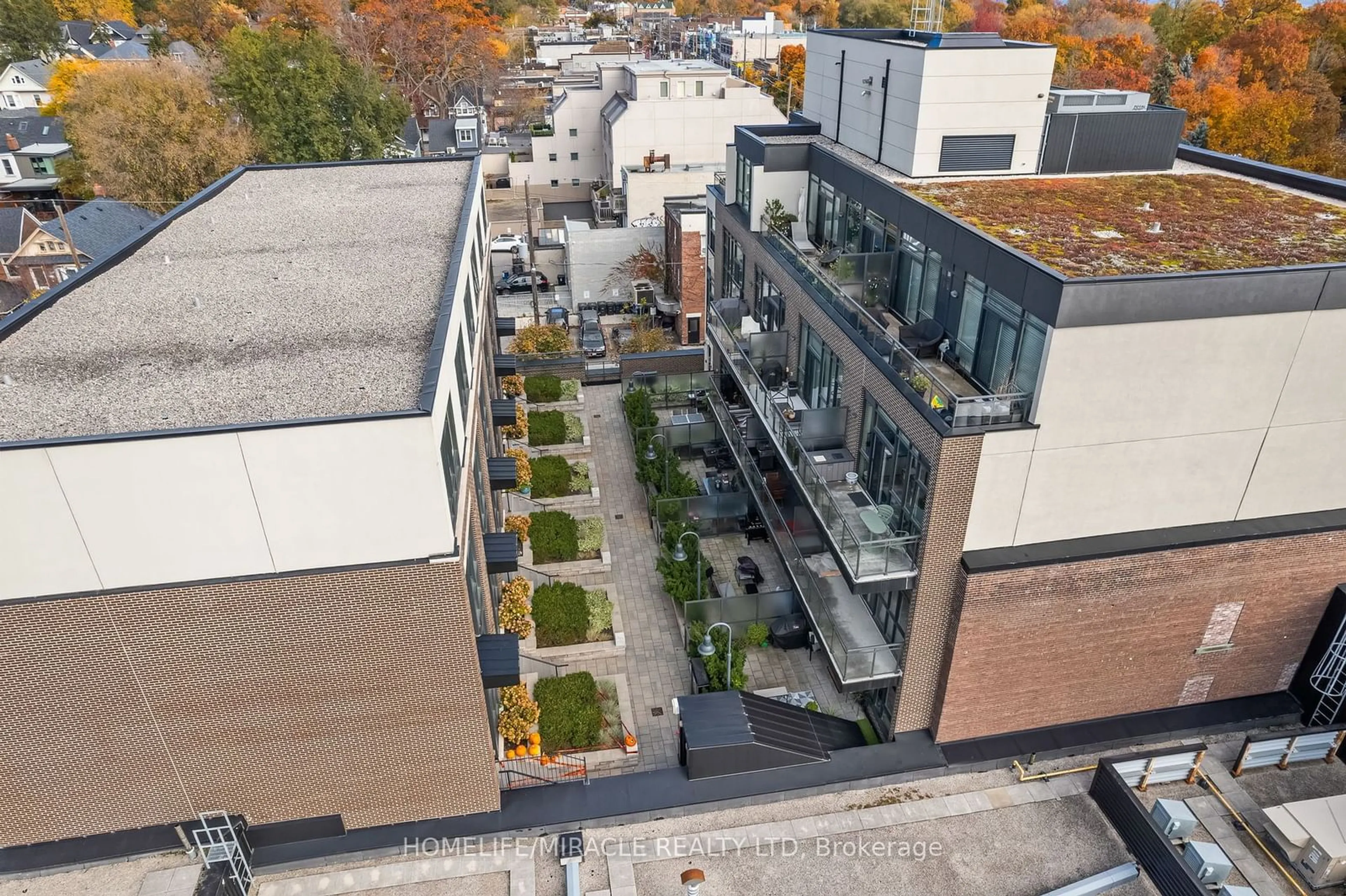 A pic from outside/outdoor area/front of a property/back of a property/a pic from drone, city buildings view from balcony for 2 Bellefair Ave #306, Toronto Ontario M4L 3T8