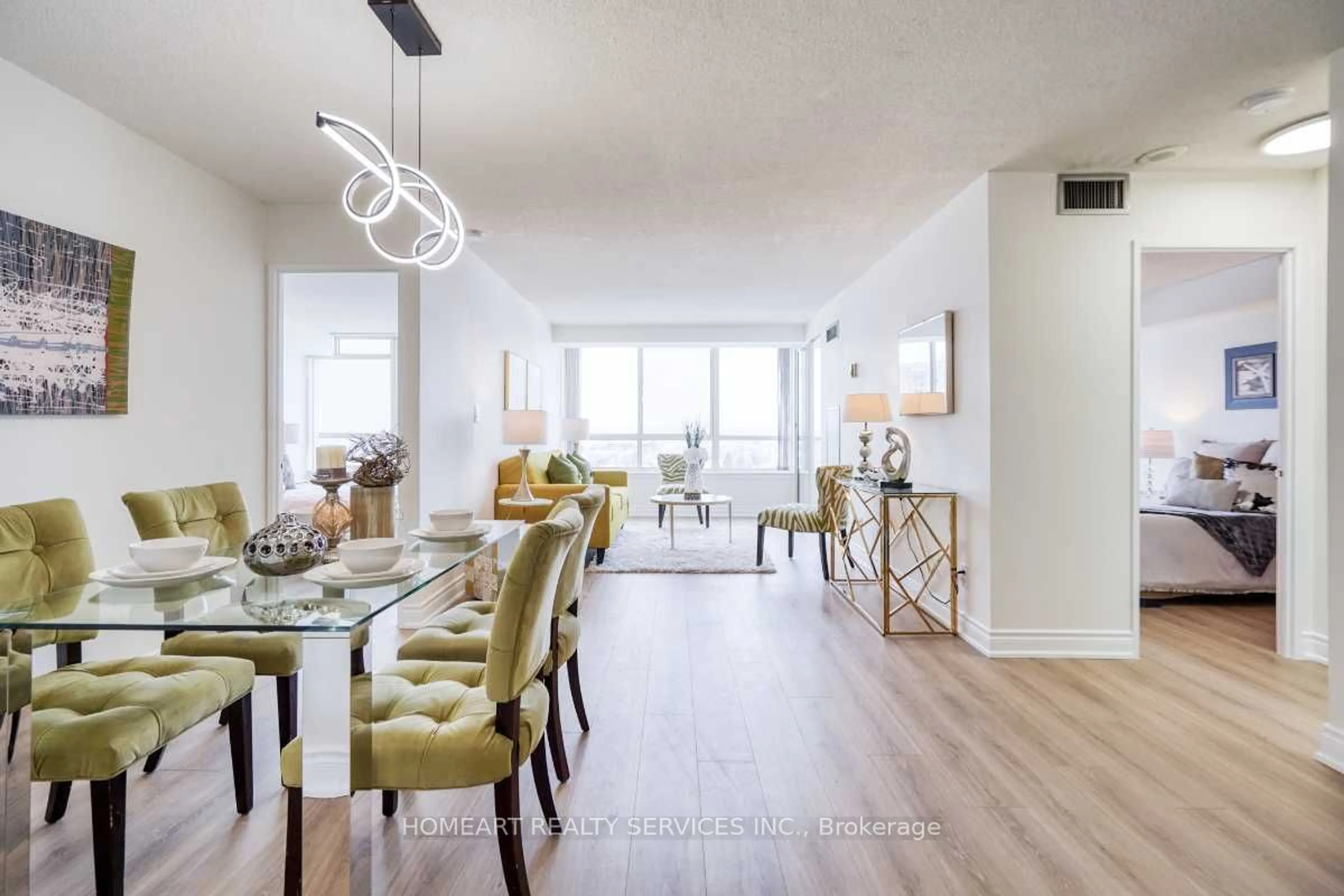 Dining room, wood/laminate floor for 275 Bamburgh Circ #1501, Toronto Ontario M1W 3X4