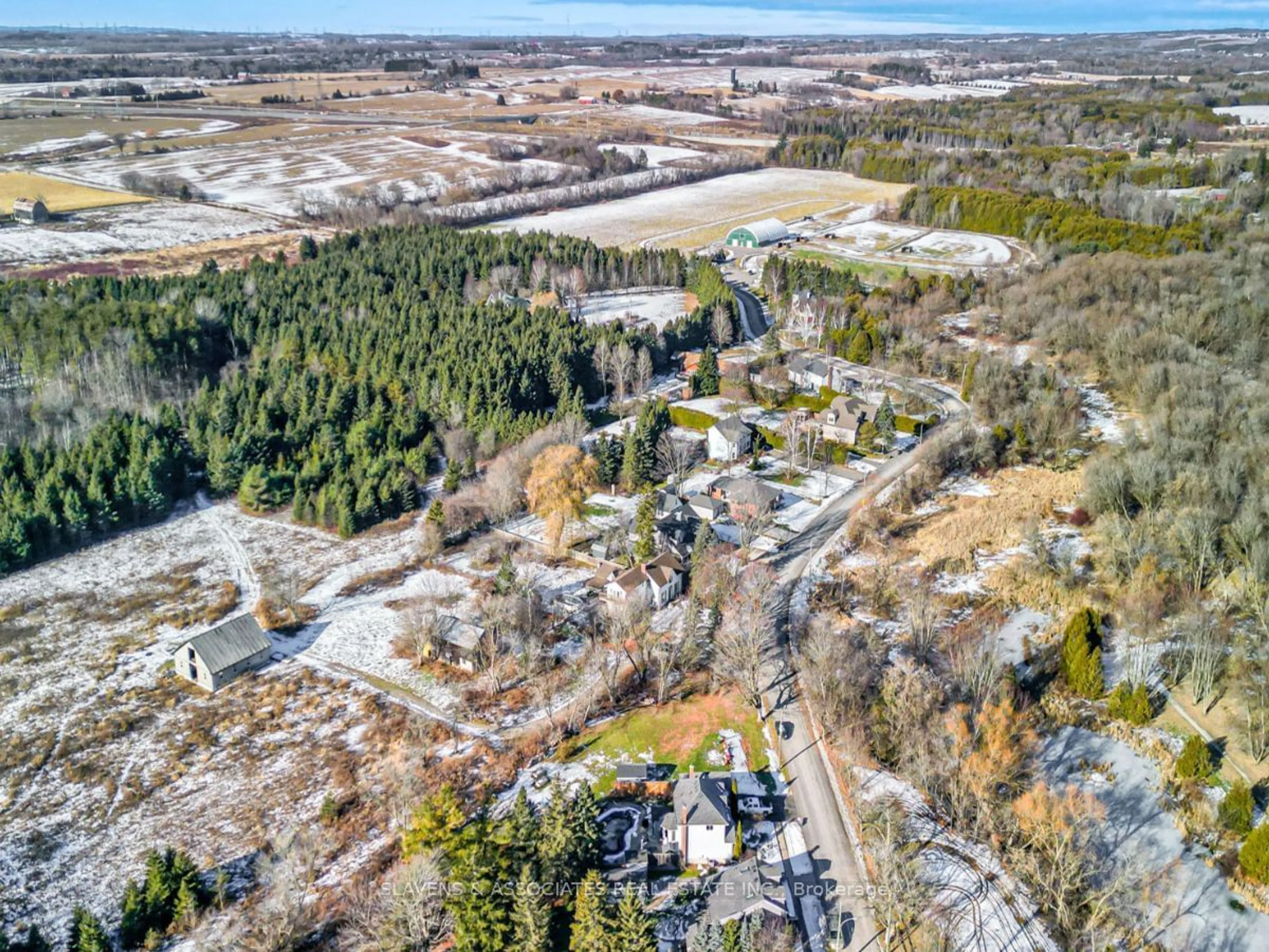 A pic from outside/outdoor area/front of a property/back of a property/a pic from drone, forest/trees view for 136 King Lane, Clarington Ontario L0B 1J0