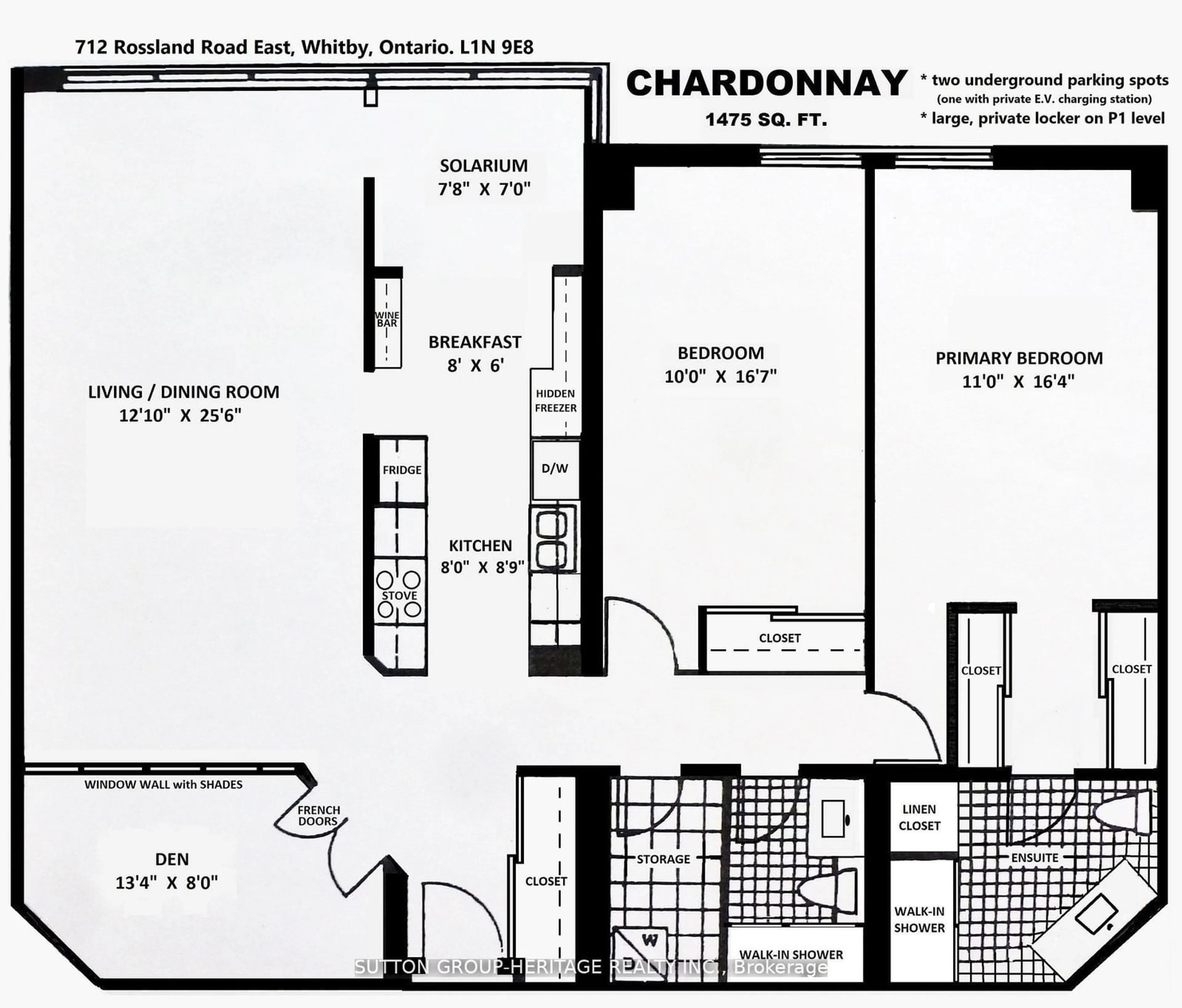 Floor plan for 712 Rossland Rd #PH #6, Whitby Ontario L1N 9E8